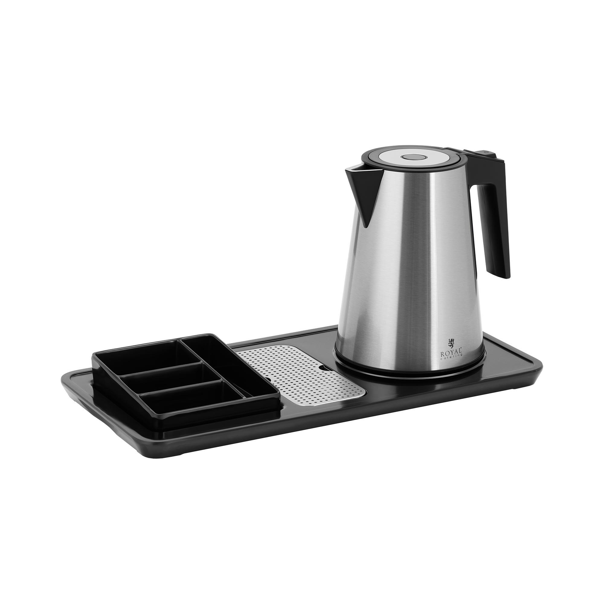 Wasserkocher - Kaffee- und Teestation - 1,2 L - 1800 W - silbern - Royal Catering 