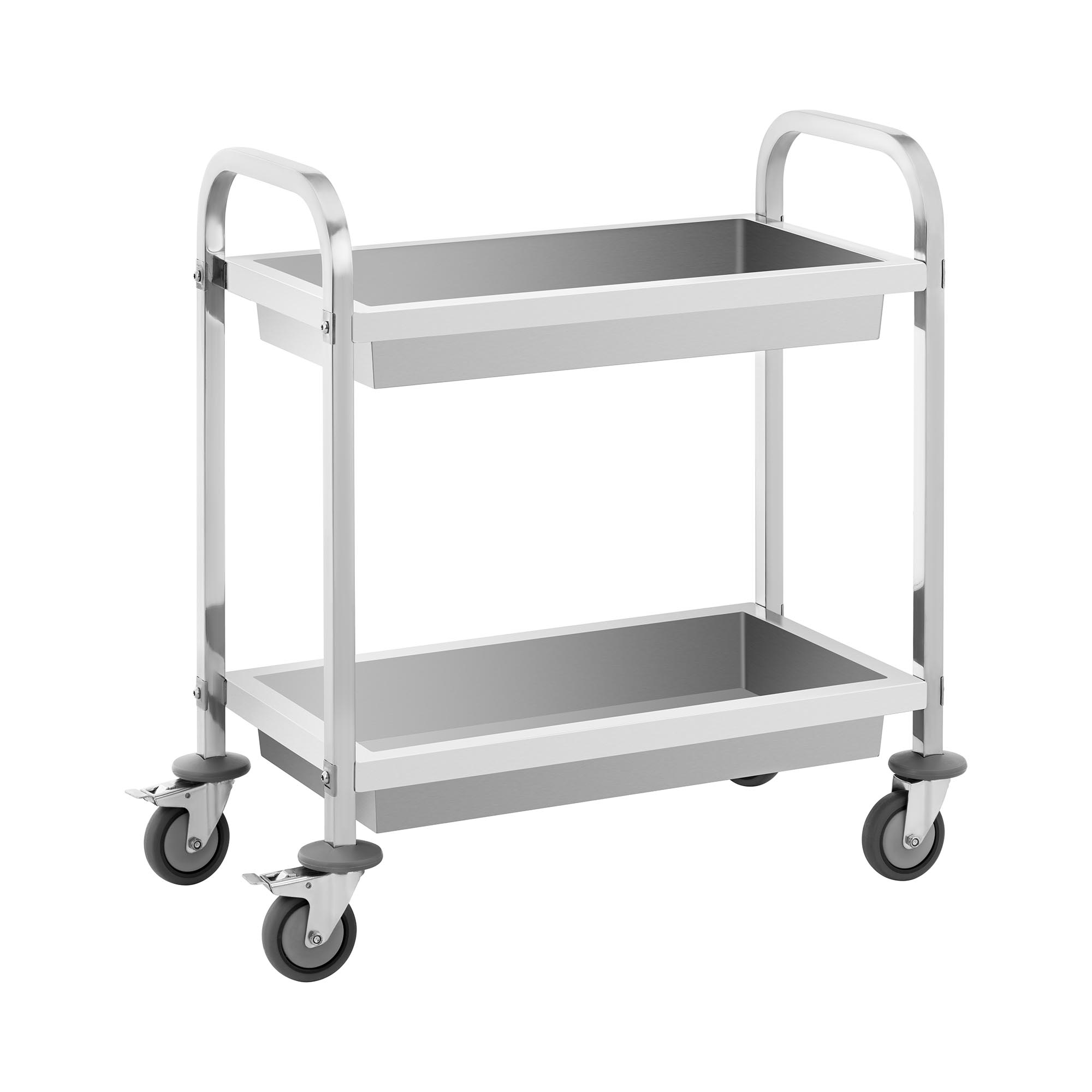 Servierwagen - Edelstahl - 2 Mulden - Ablagen: 63 x 34 cm - 200 kg - Royal Catering RCSW-102