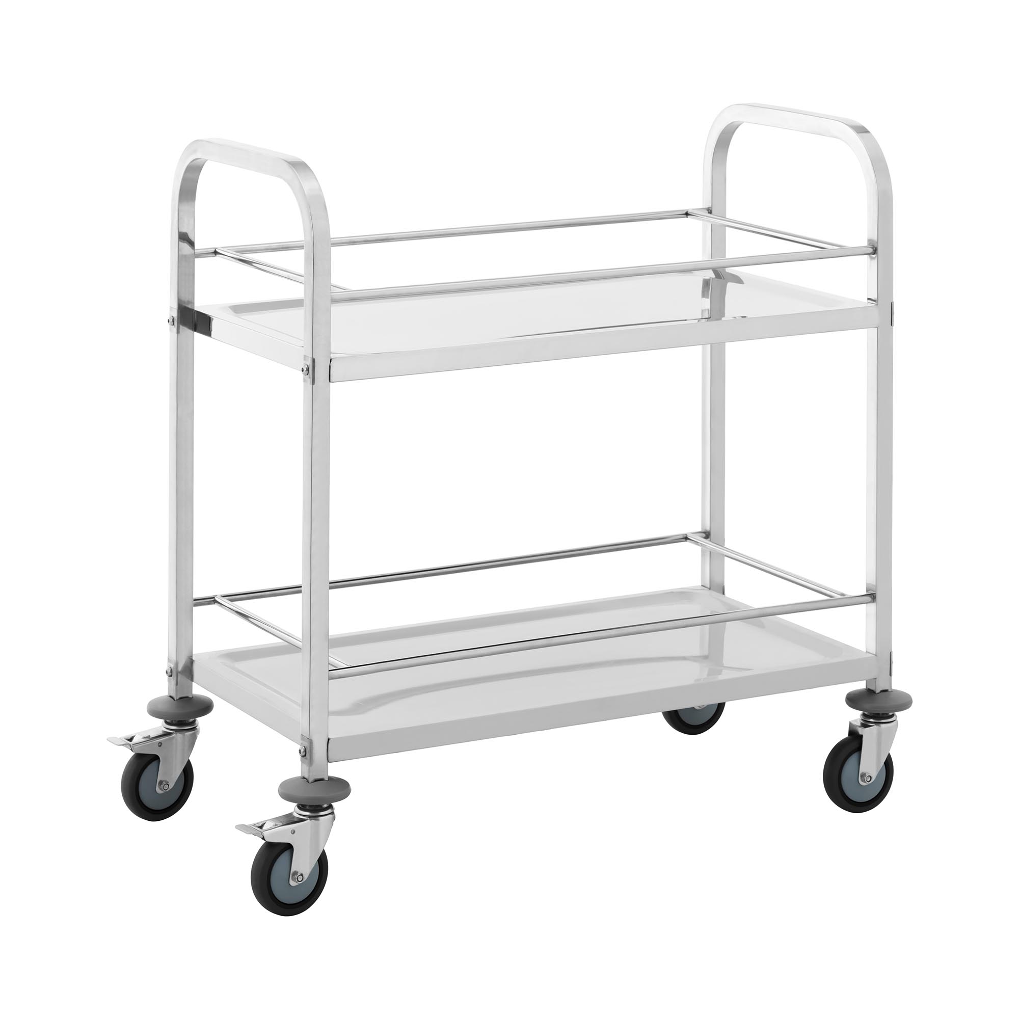 Servierwagen - Edelstahl - 2 Borde mit Reling - Ablagen: 70 x 38 cm - 300 kg - Royal Catering RCSW-108