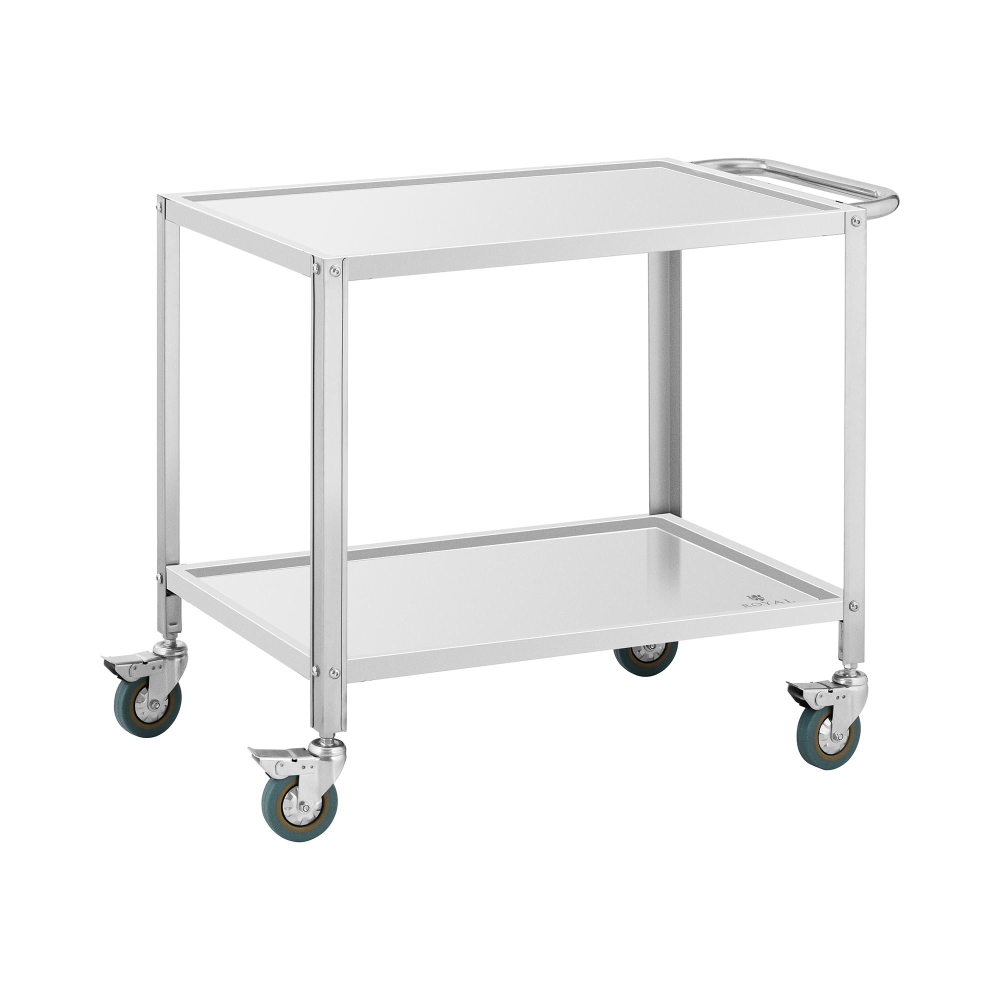 Servierwagen - Edelstahl - 2 Borde - Ablagen: 80 x 57 cm - 300 kg - 53 cm Abstand - Royal Catering RCGW 12