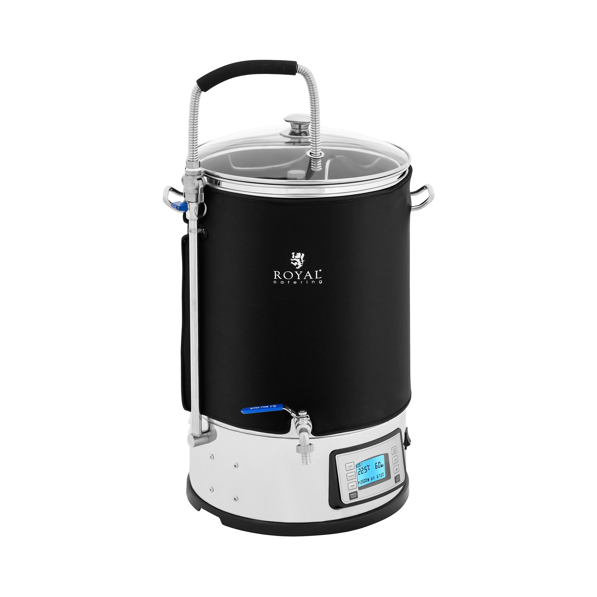 Brouwketel met isolatie - 30 L - 2500 W - 25 - 100 °C - RVS - LCD display - Timer