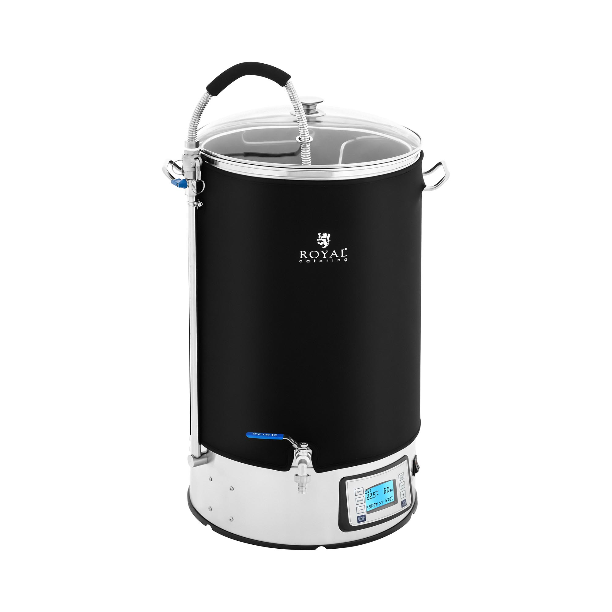 Brouwketel met isolatie - 60 L - 3000 W - 10 - 100 °C - RVS - LCD display - Timer
