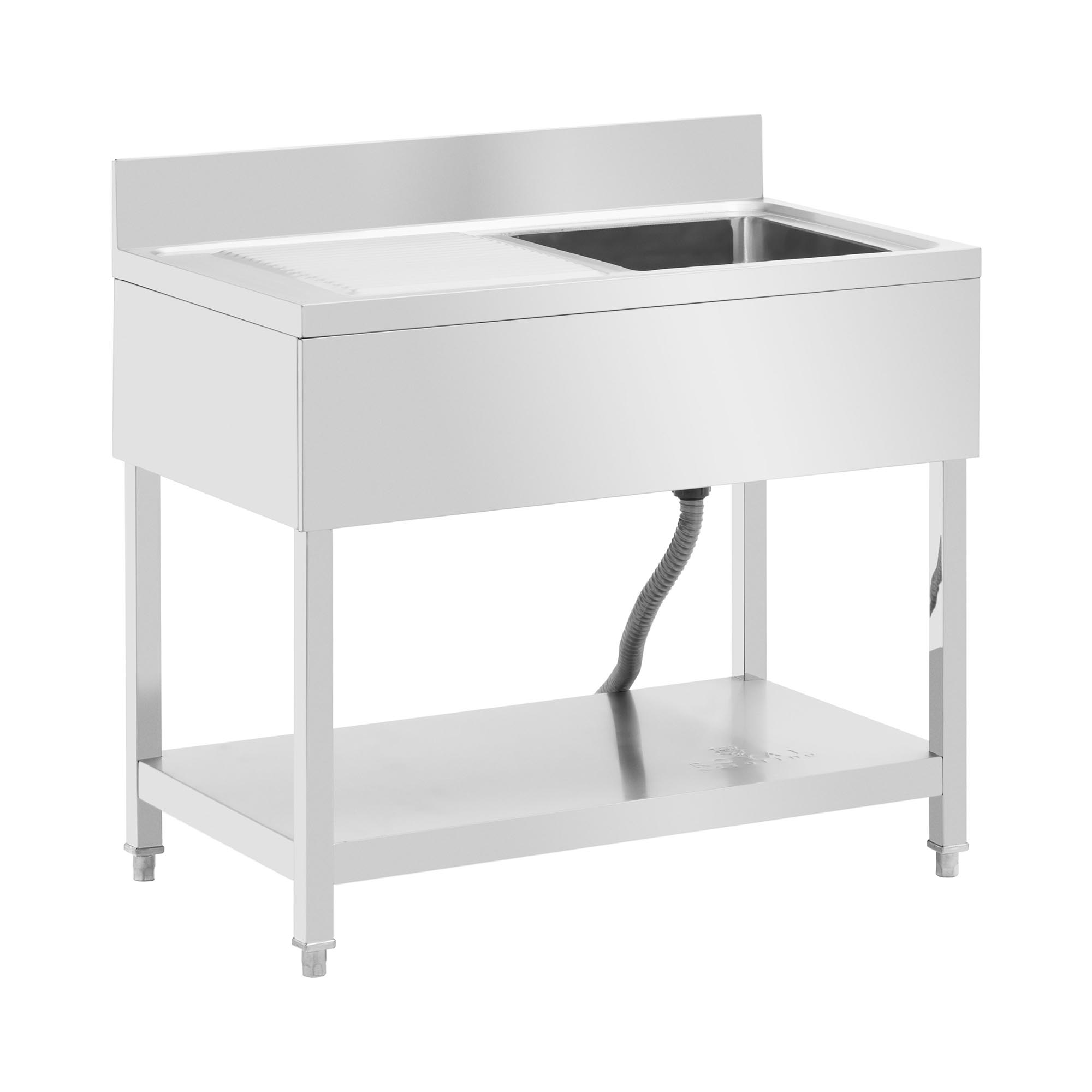 Aanrechttafel - 1 bak - RVS - 100 x 60 x 97 cm - Royal Catering