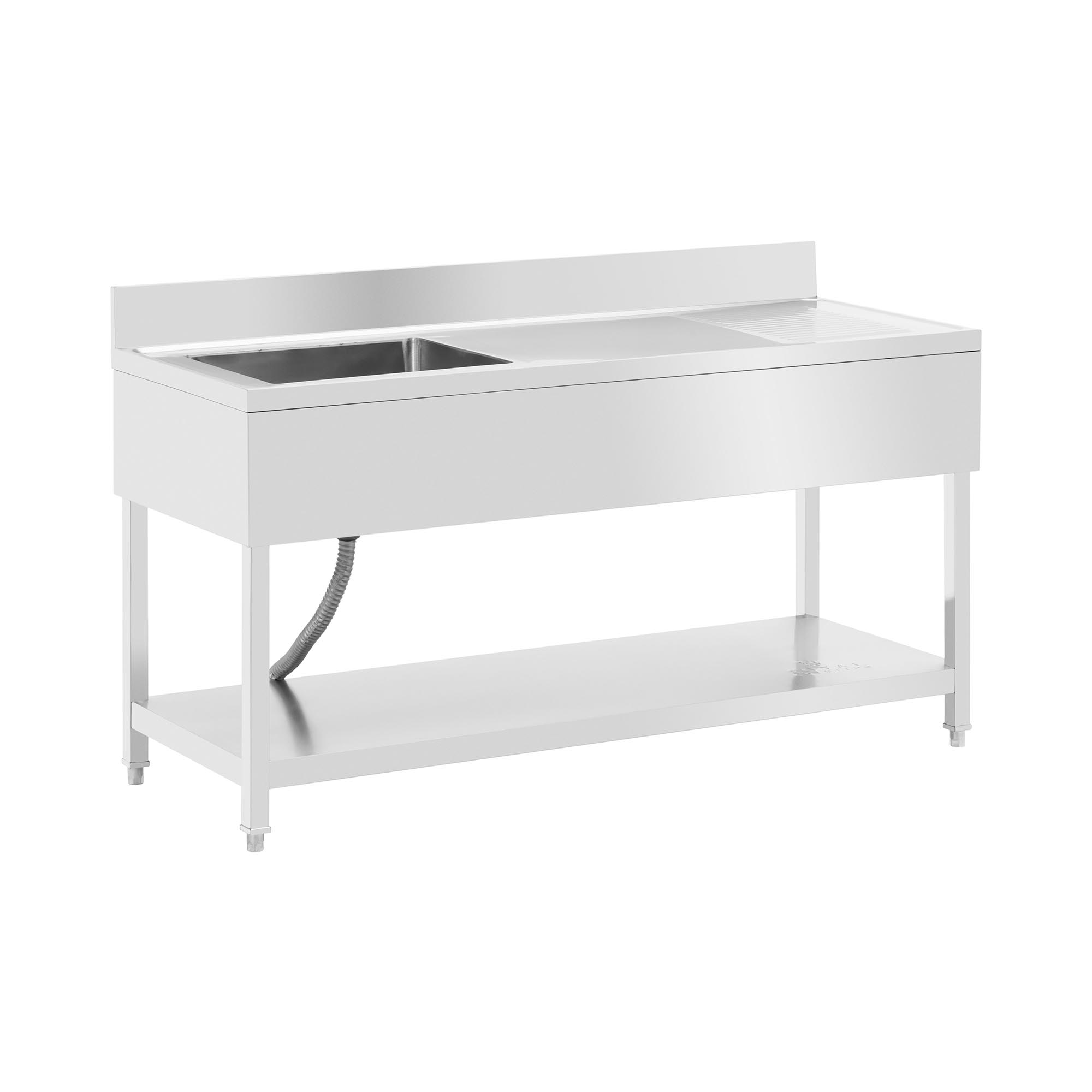 Aanrechttafel - 1 bak - RVS - 160 x 60 x 97 cm - Royal Catering