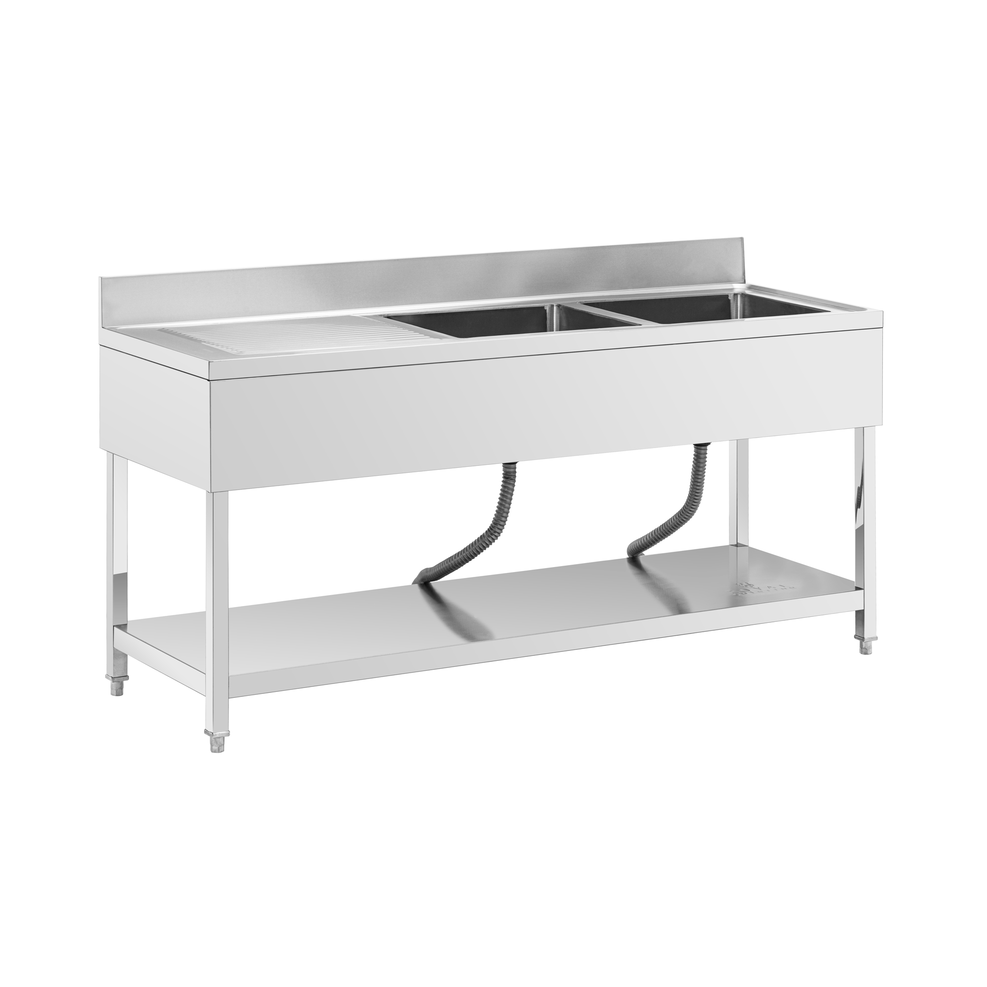 Aanrechttafel - 2 spoelbakken - RVS - 180 x 60 x 97 cm - Royal Catering