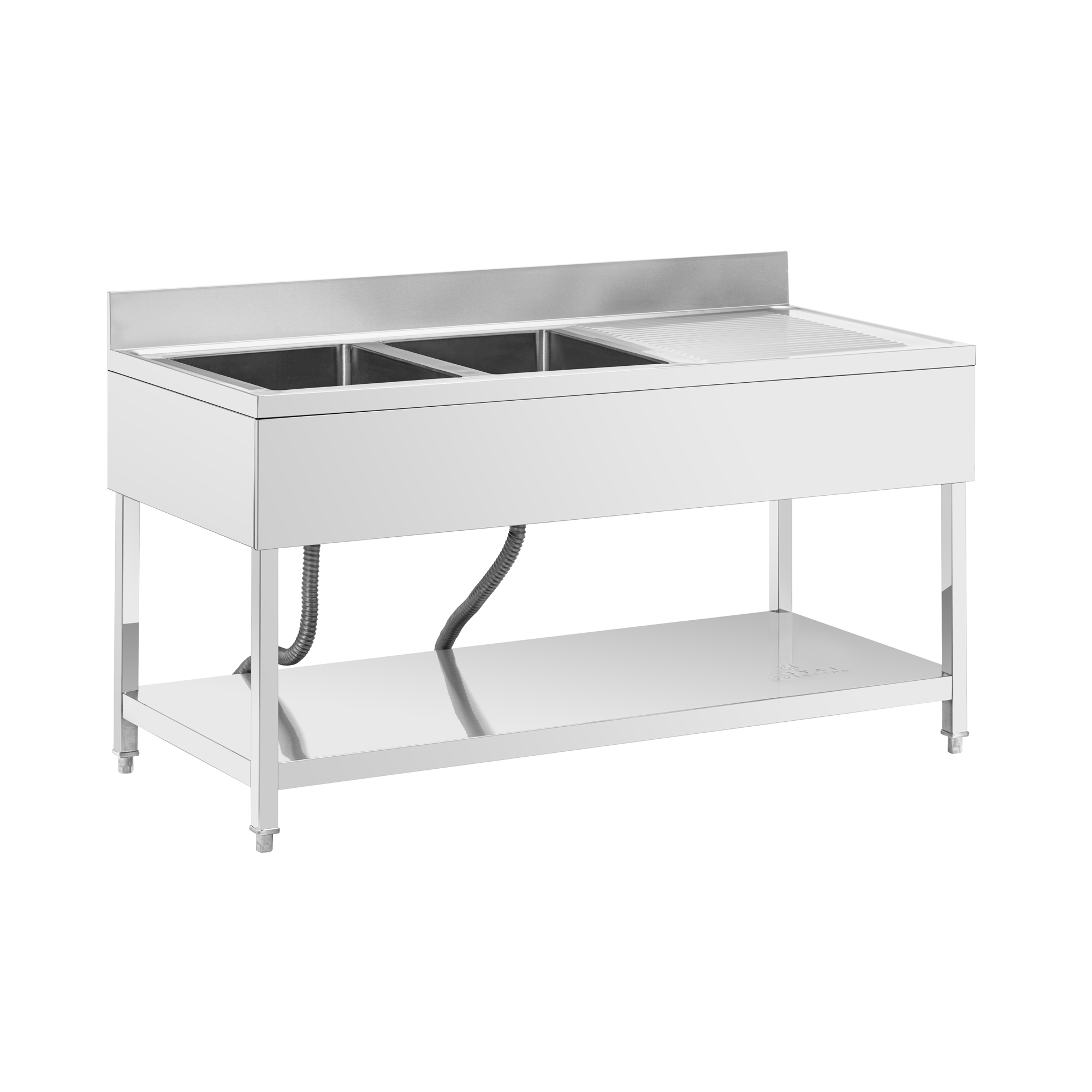 Spoeltafel - 2 bakken - RVS - 160 x 70 x 97 cm - Royal Catering