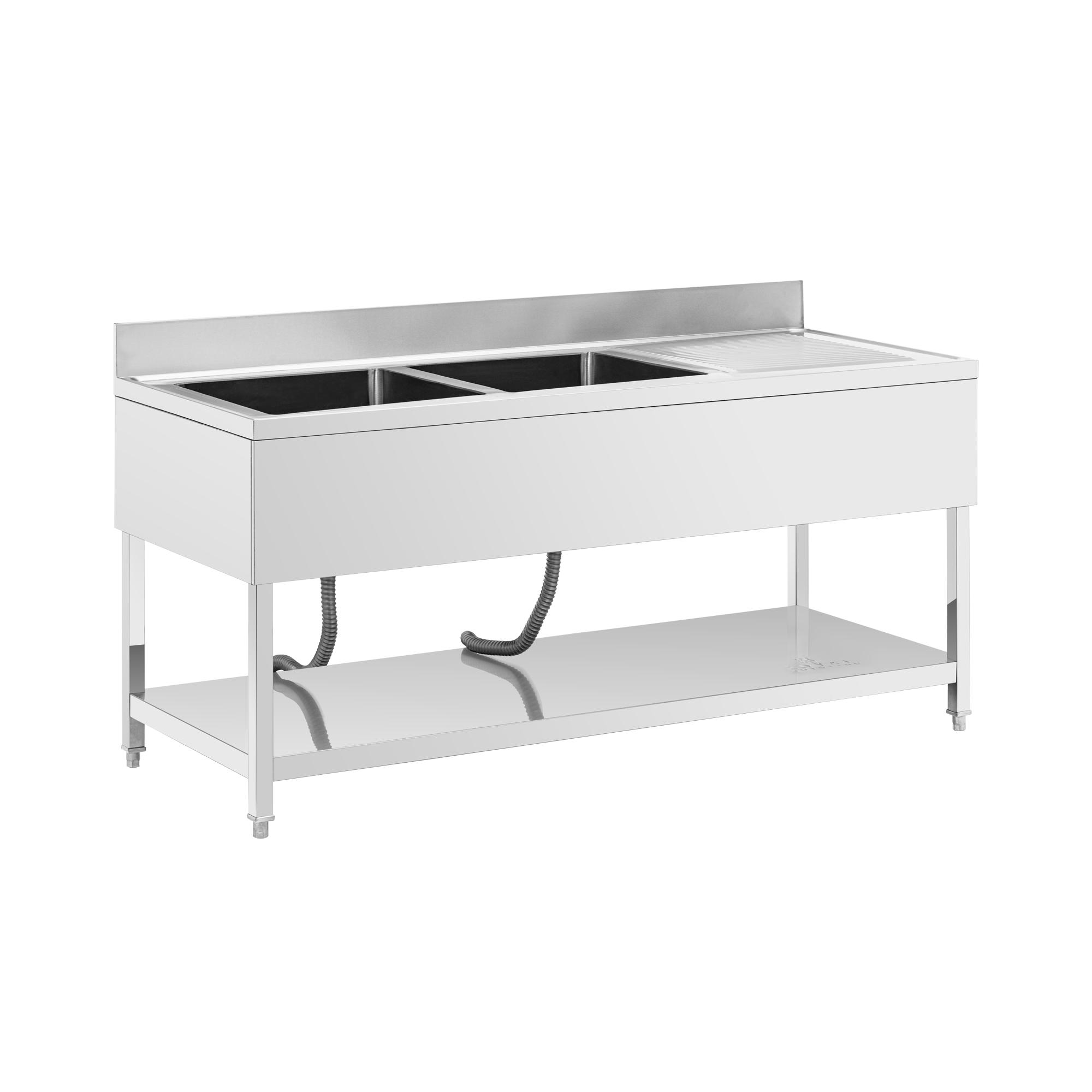 Spoeltafel - 2 bakken - RVS - 180 x 70 x 97 cm - Royal Catering
