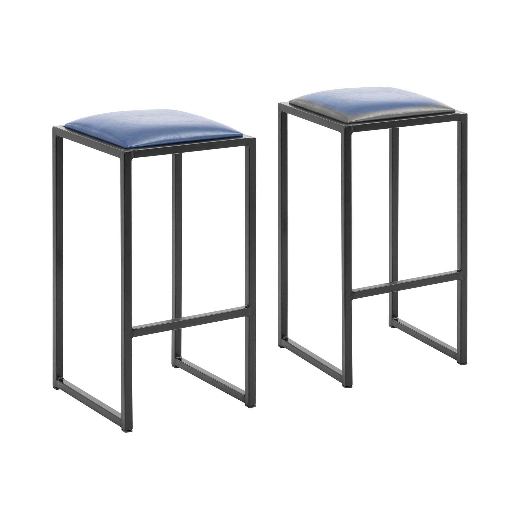 Barkruk - set van 2 - zwart/blauw - met bekleding - Royal Catering
