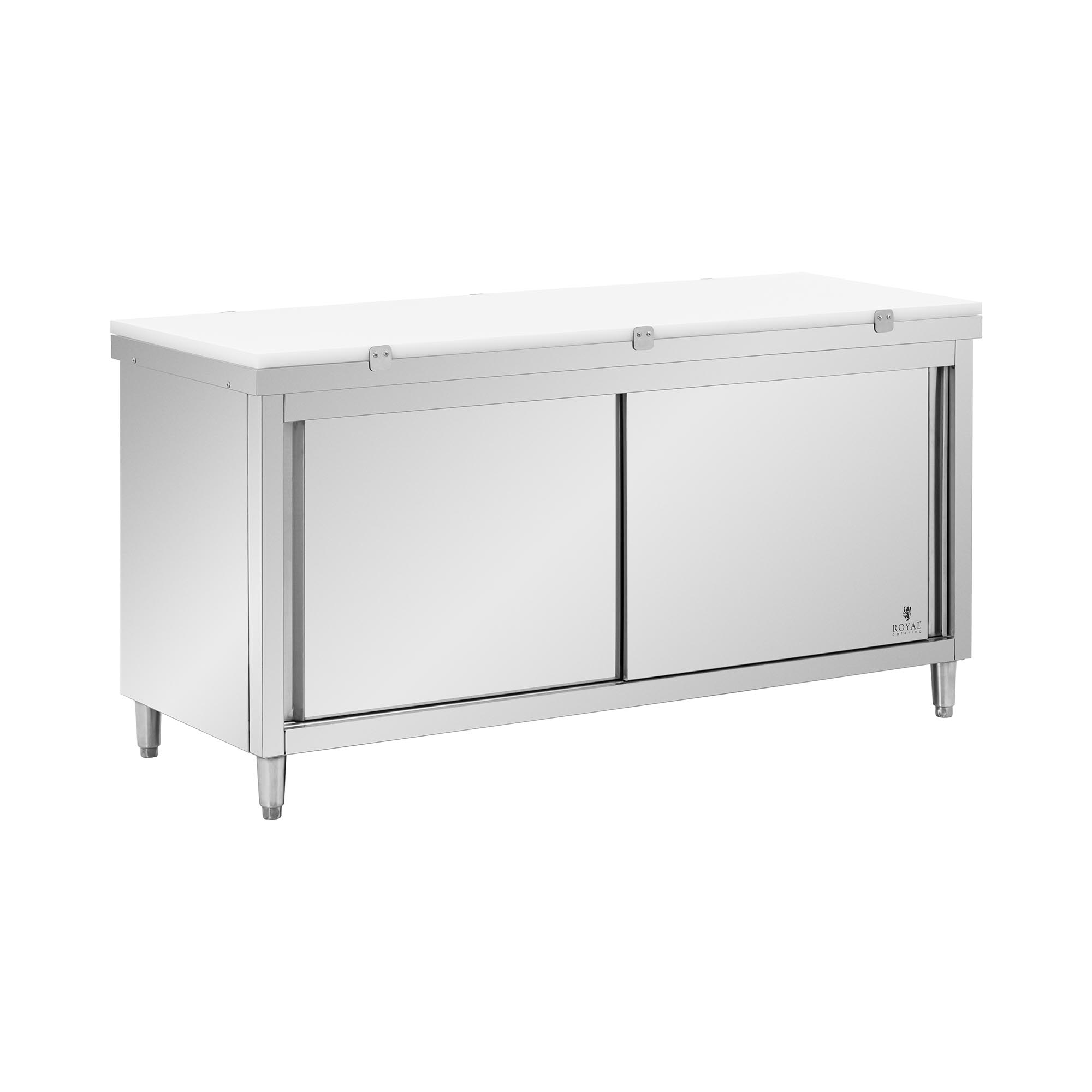 Edelstahl-Arbeitsschrank - ECO - 180 x 70 cm - 500 kg - inkl. Schneidplatte - Royal Catering RCBWC-18070