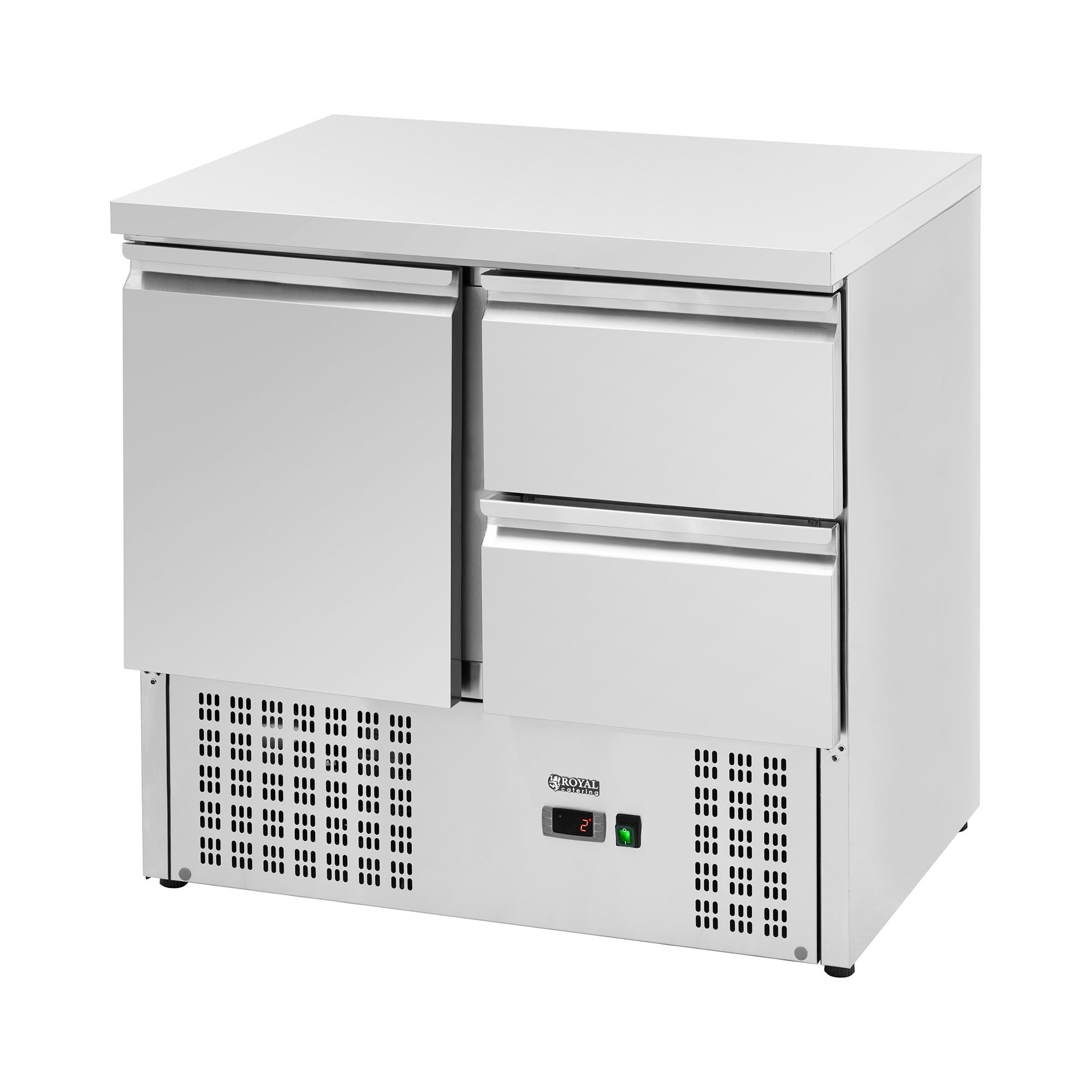 Hűtőpult - 230 l - 2 x GN 1/2 + rekesz - 90 x 70 cm - Royal Catering