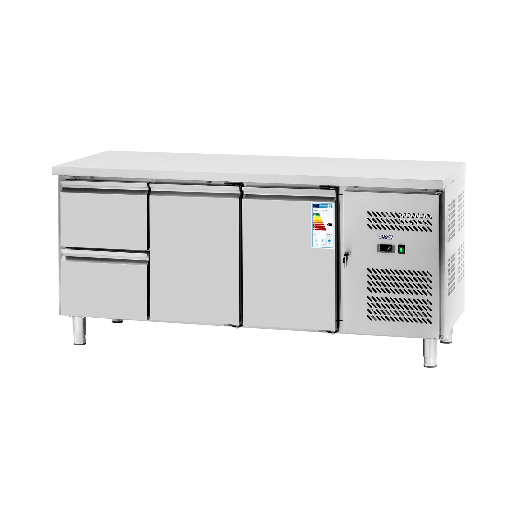 Koeltafel - 417 L - 2 x GN 1/2 + 2 vakken - 179 x 70 cm - Royal Catering