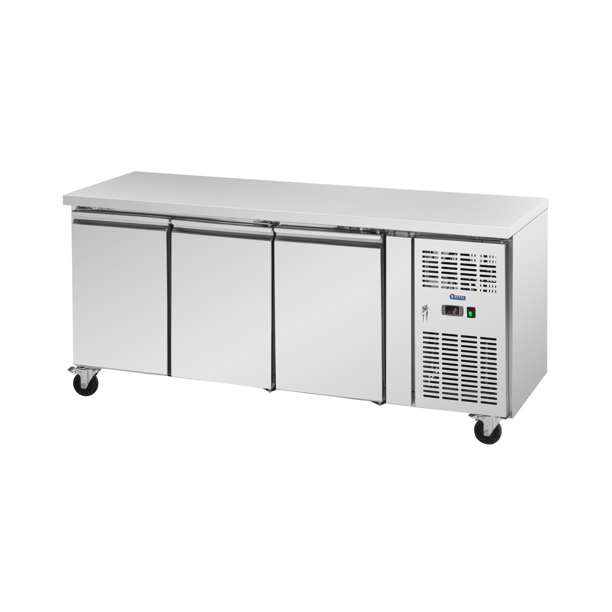 Koeltafel op wielen - 410 l - 3 compartimenten - 179,5 x 70 cm - Klasse B - RVS - Royal Catering