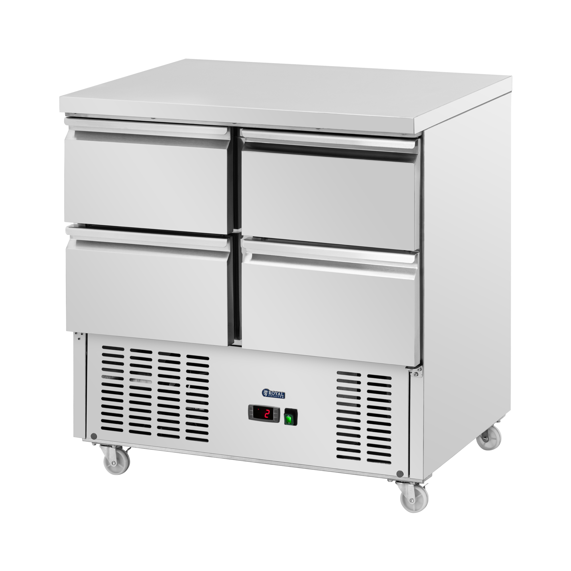 Koeltafel op wielen - 240 l - 4 laden - 90 x 70 cm - Klasse C - RVS - Royal Catering