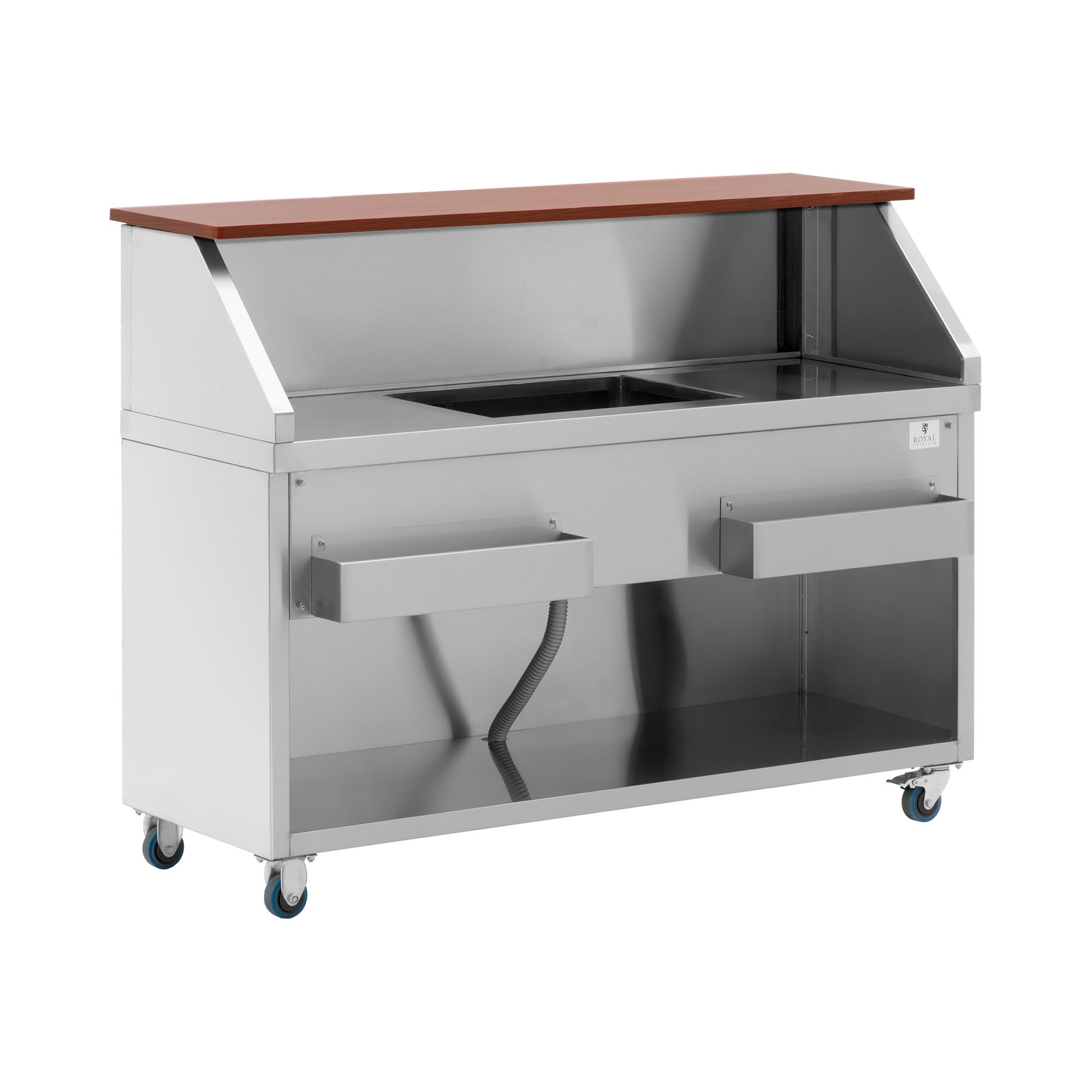Cocktailbar - mobiele cocktailstation - 150 cm - in houtlook - Royal Catering