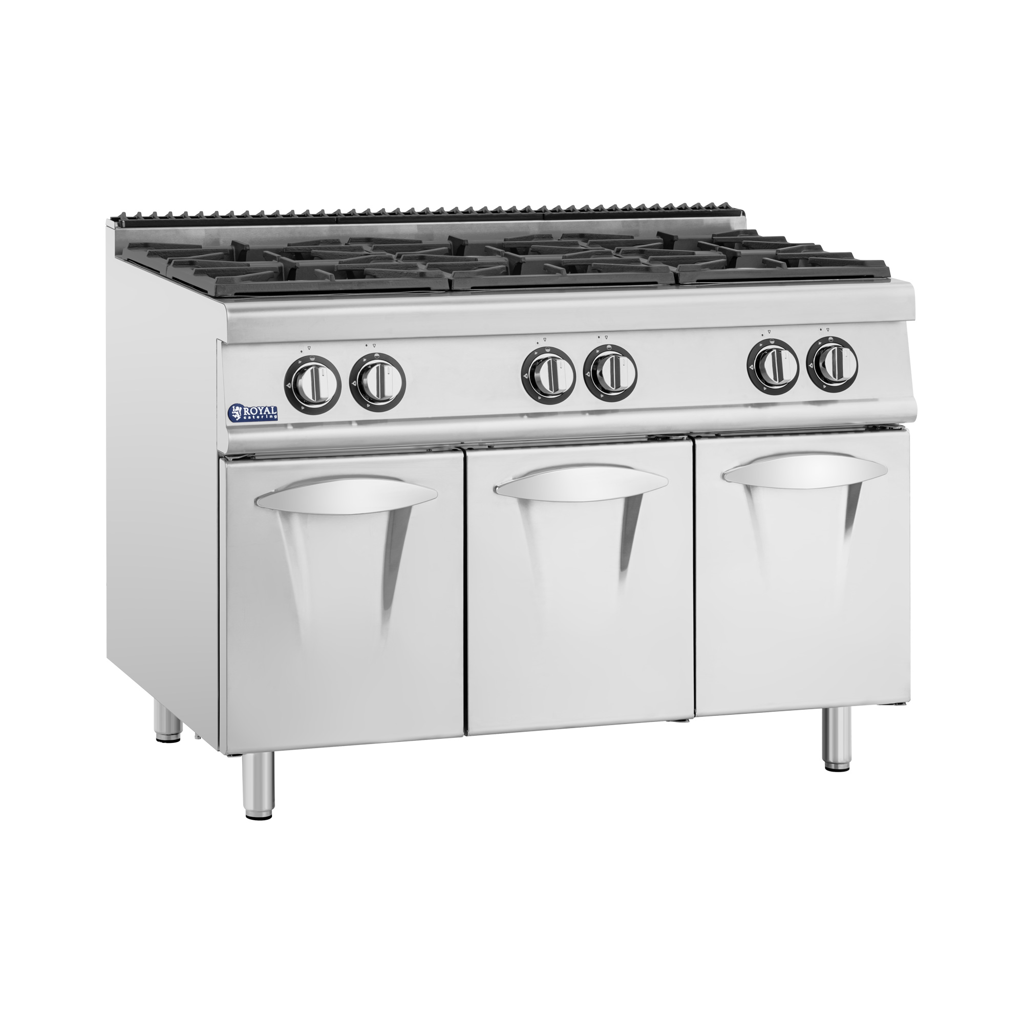 Gasherd - 21,6 kW - 6 Brenner - Unterschrank - Royal Catering RCGC-120/700C6B