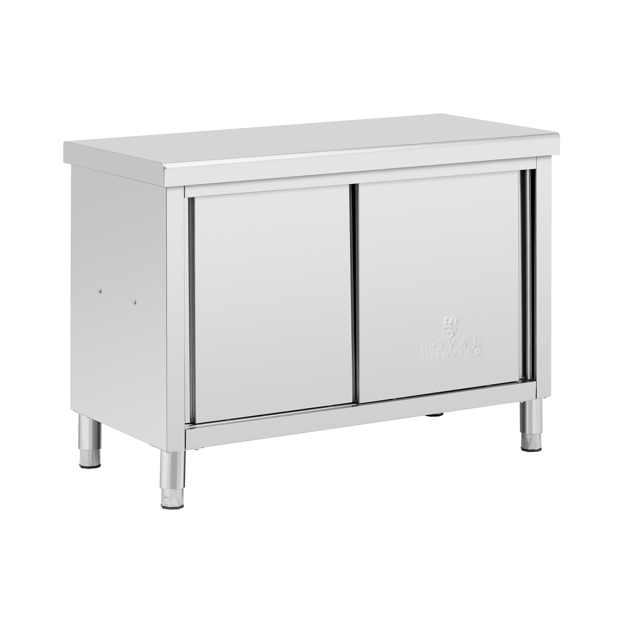 Stół roboczy z szafką przelotową ze stali nierdzewnej - ECO - 120 x 60 cm - 500 kg - Royal Catering
