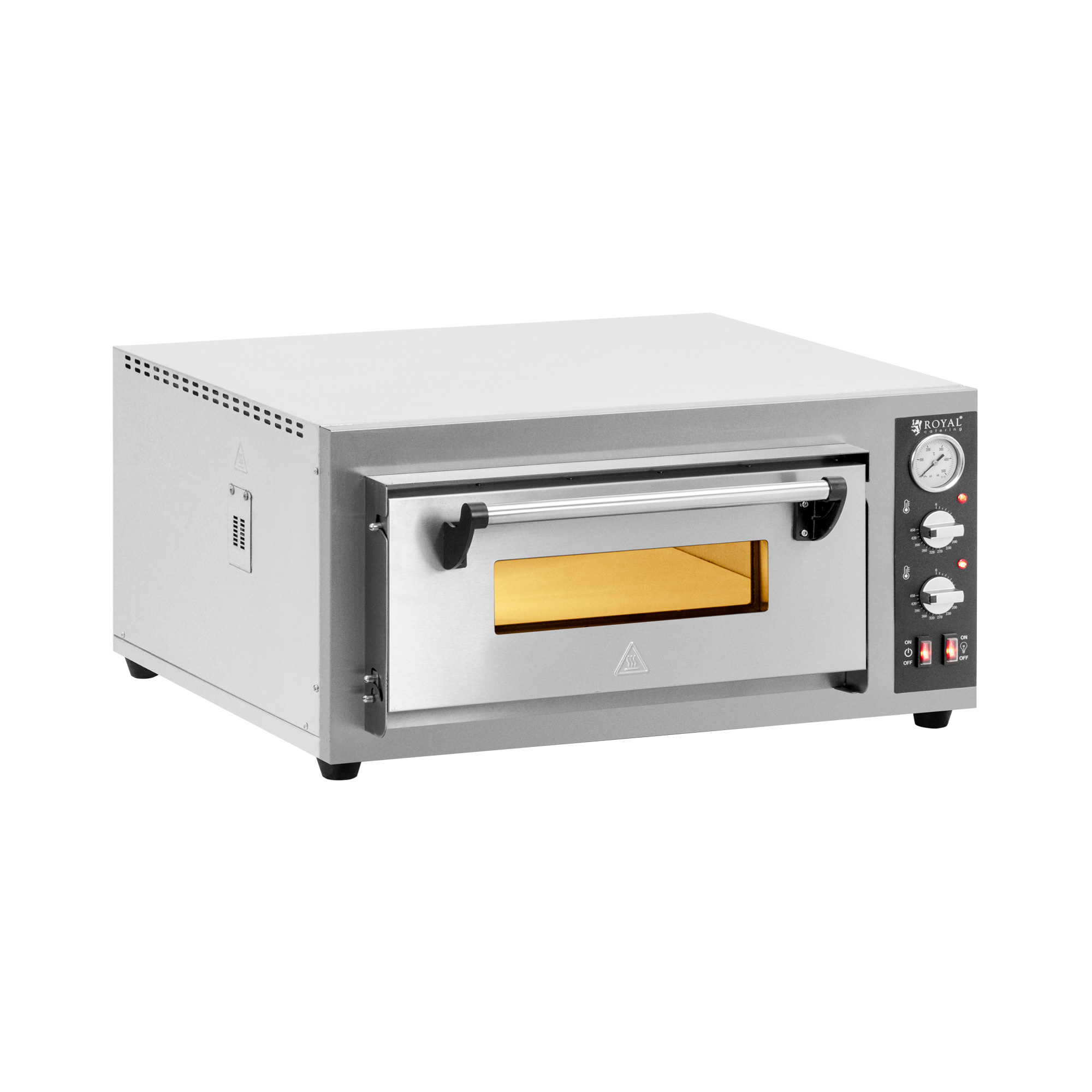 Elektrische pizzaoven - 4 x 25 cm - 1 kamer - 4200 W - vuursteen - Royal Catering