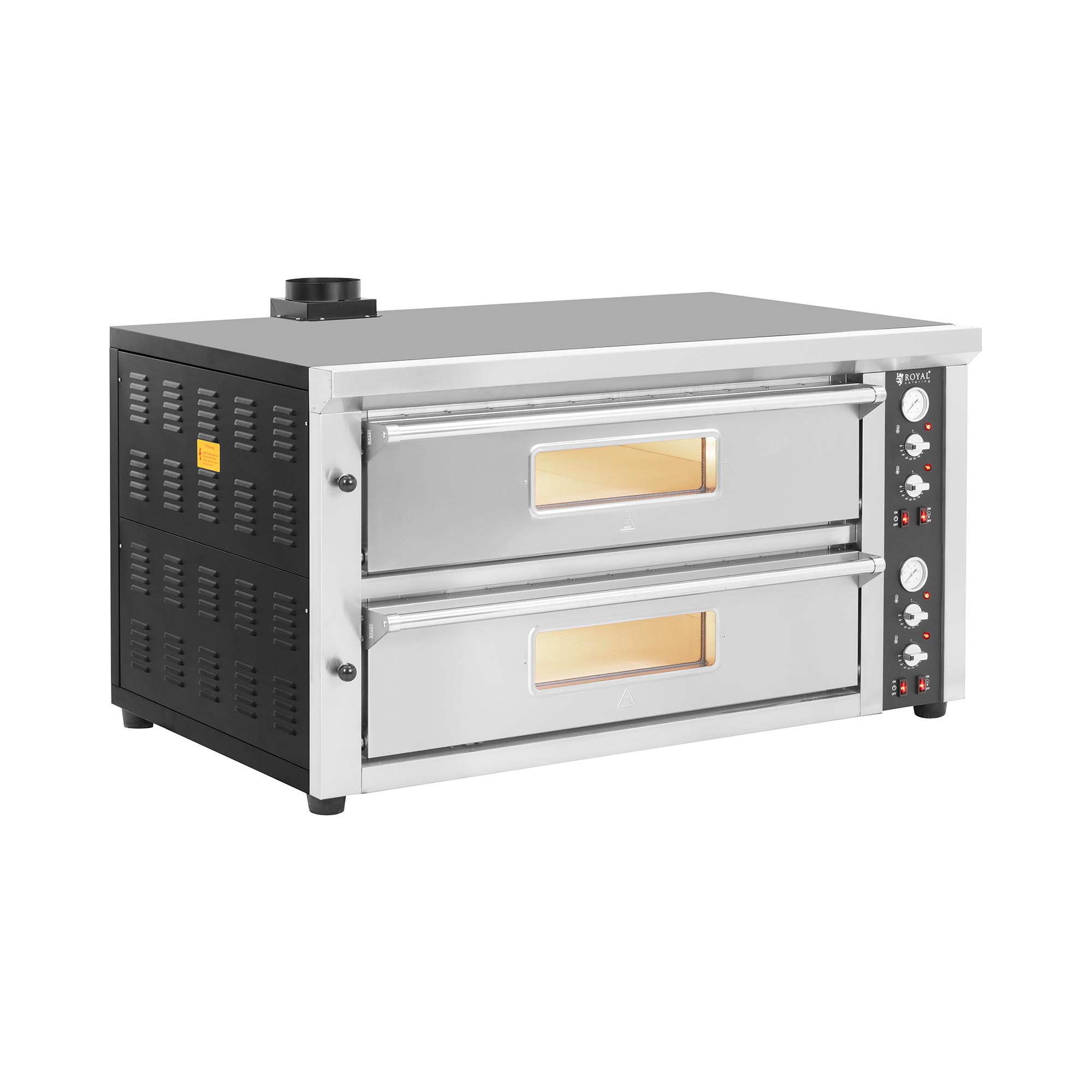 Elektrische pizzaoven - 6+6 x 33 cm - 2 kamers - 13 200 W - 400 V - vuurvaste steen - Royal Catering