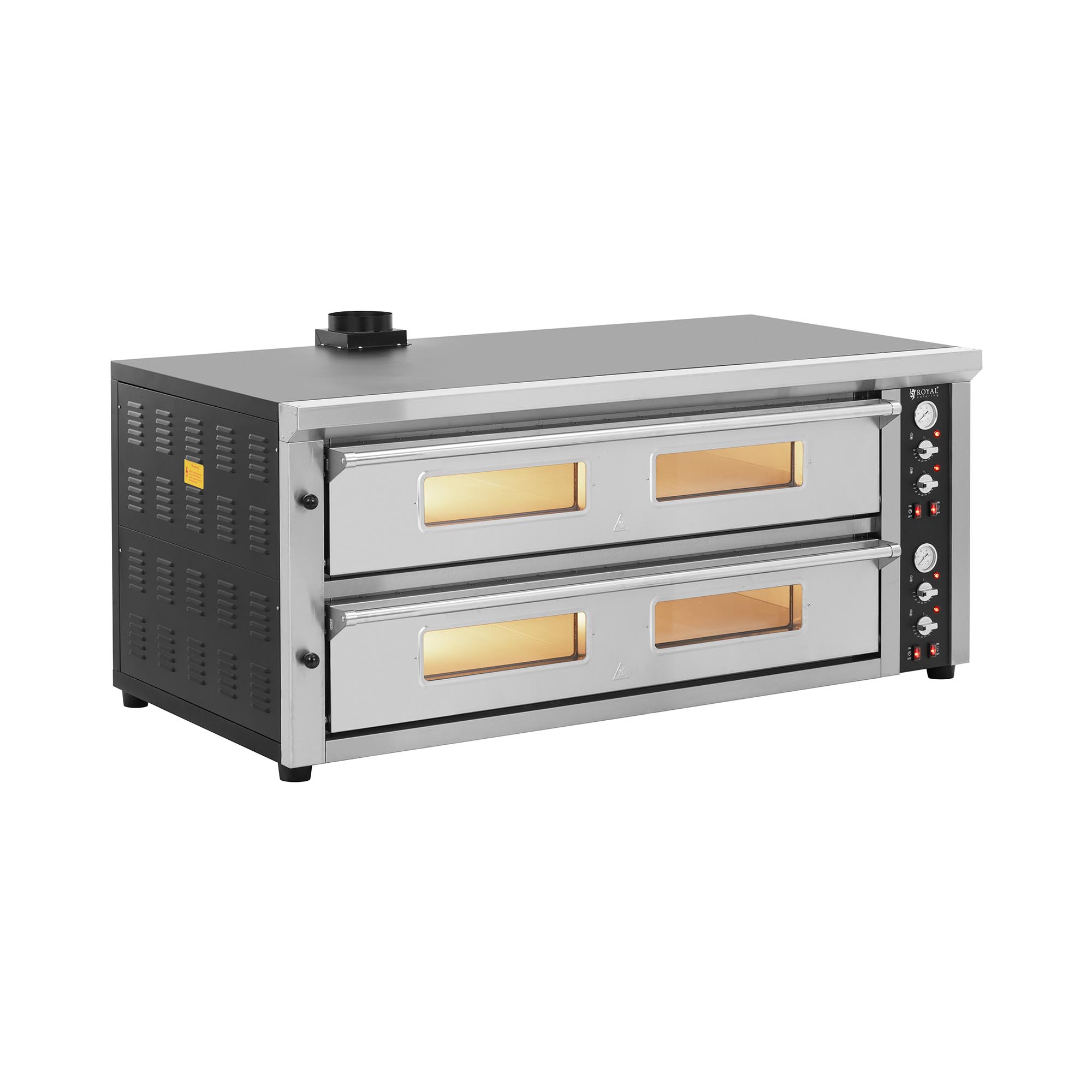 Elektrische pizzaoven - 8+8 x 33 cm - 2 kamers - 16 800 W - 400 V - vuurvaste steen - Royal Catering