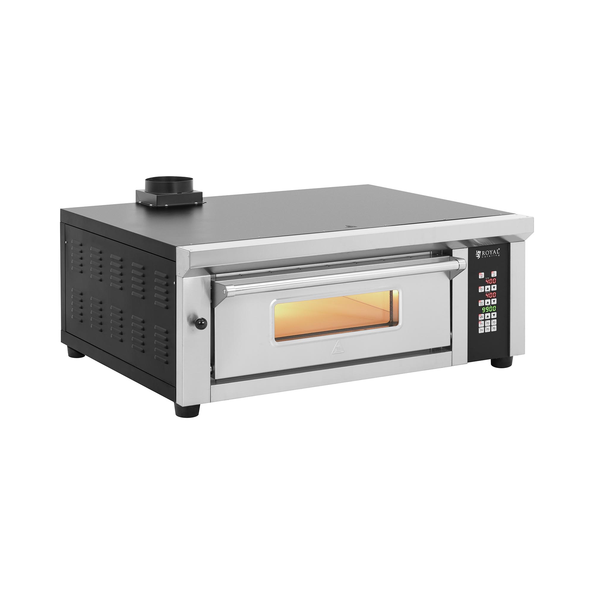 Elektrische Pizzaoven - 4 x 33 cm - 1 kamer - 4200 W - digitaal - vuurvaste steen - Royal Catering
