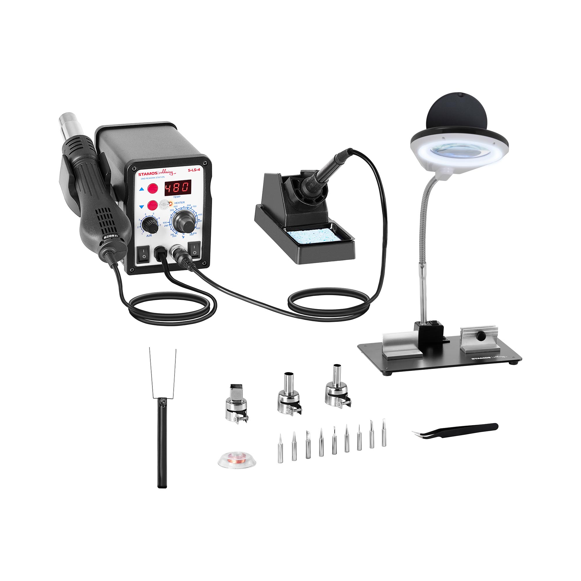 Set stație de lipit 60 Wați Afișaj LED + Accesorii - Statii de fier de lipit Stamos Soldering