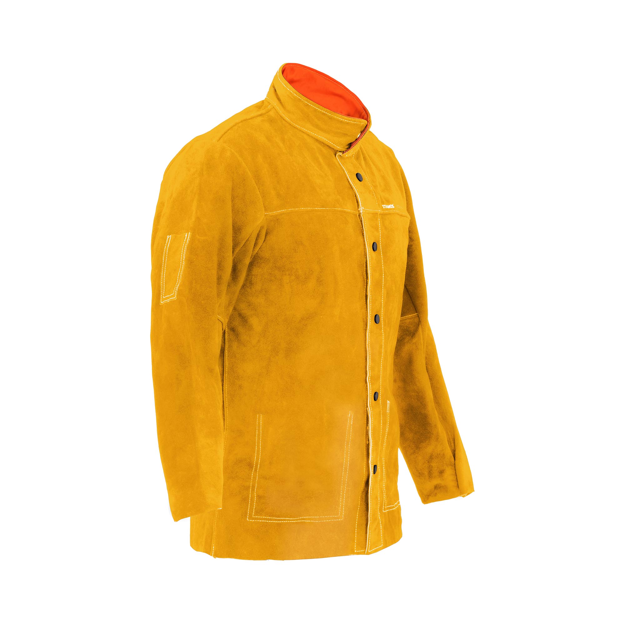 Veste de soudeur en cuir croute de bovin - Jaune - Taille M | Stamos Welding Group