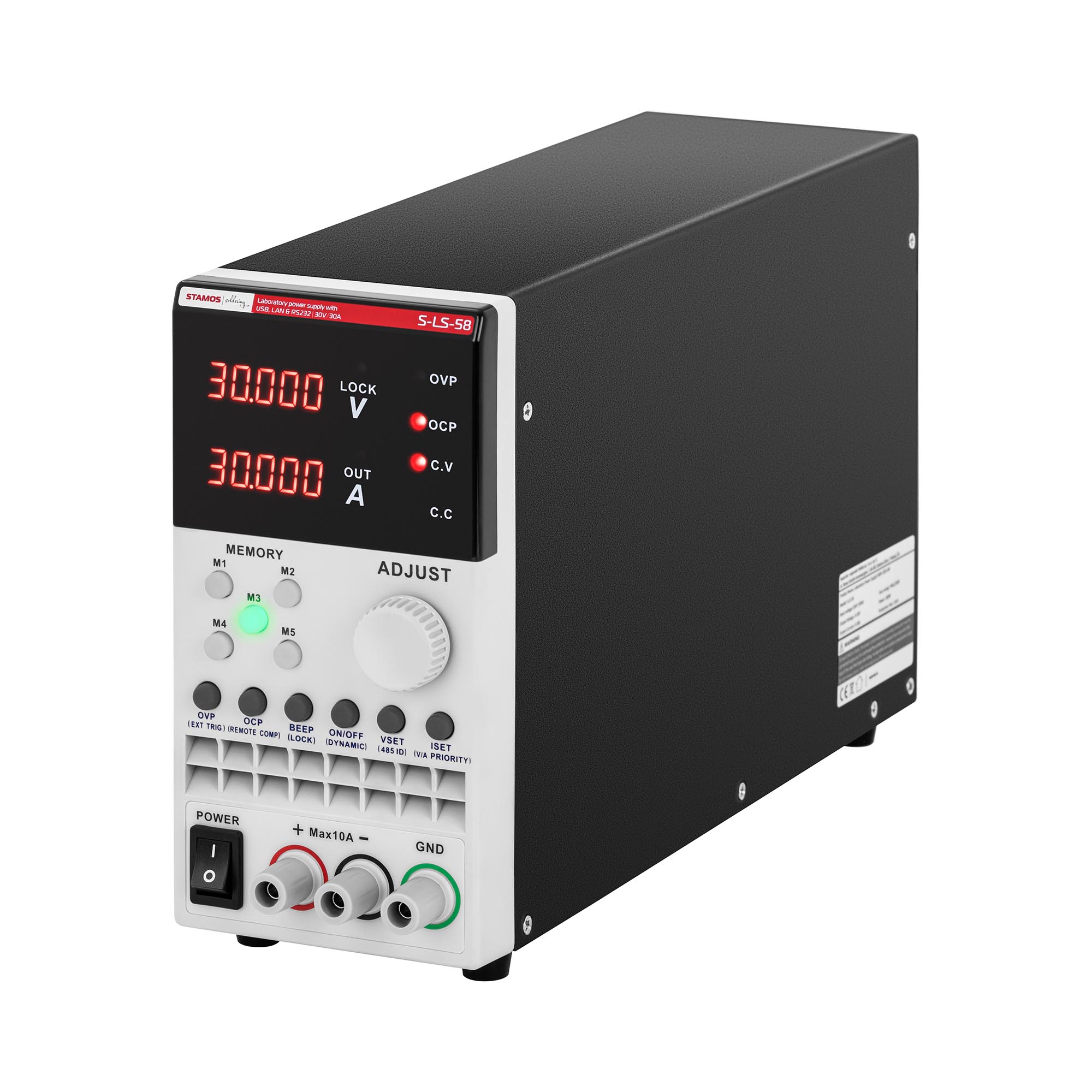 Laboratorium voeding - 0-30 V - 0-30 A DC - 300 W - USB / LAN / RS-232