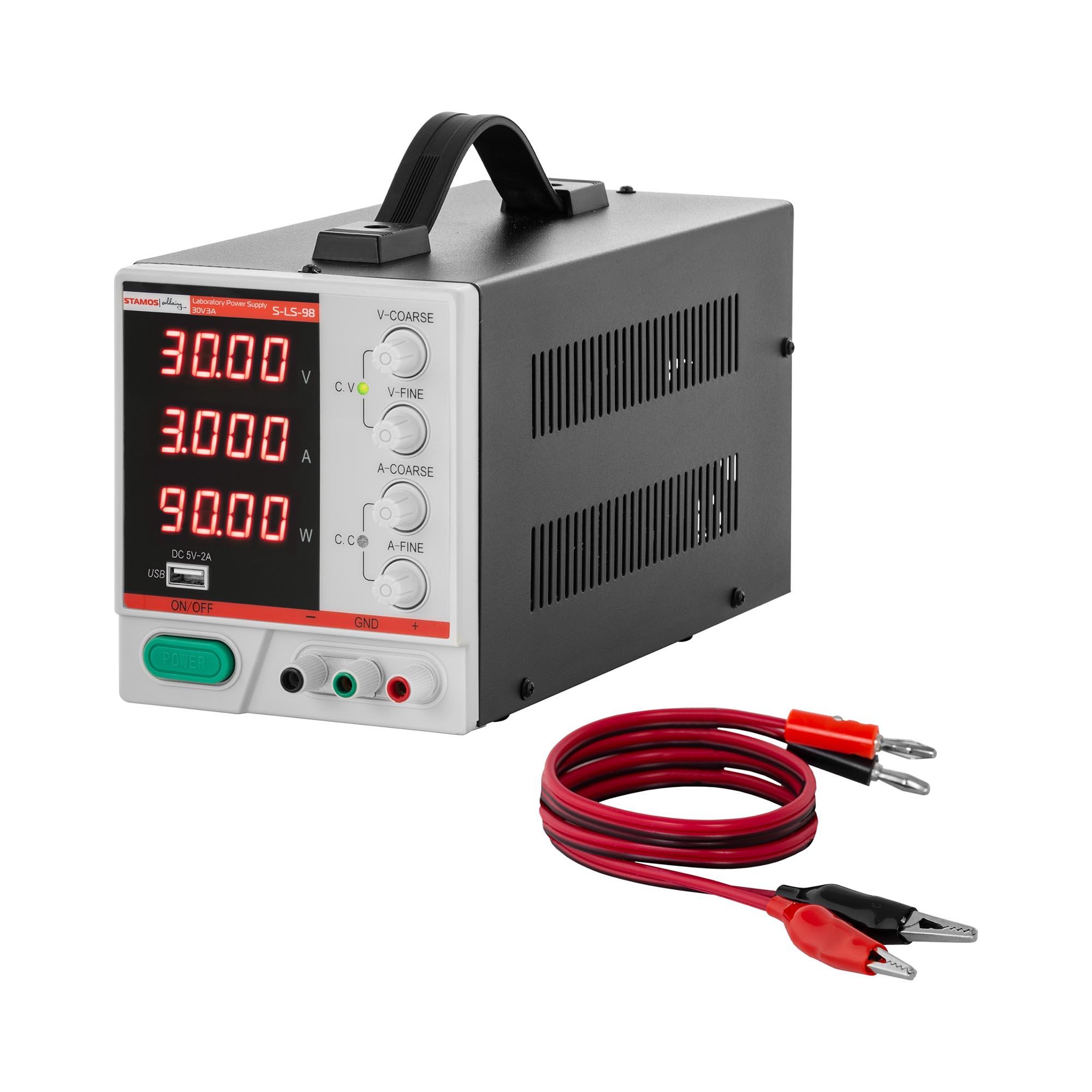 Zasilacz laboratoryjny - 0-30 V - 0-3 A DC - 90 W - 4-cyfrowy wyświetlacz LED - USB