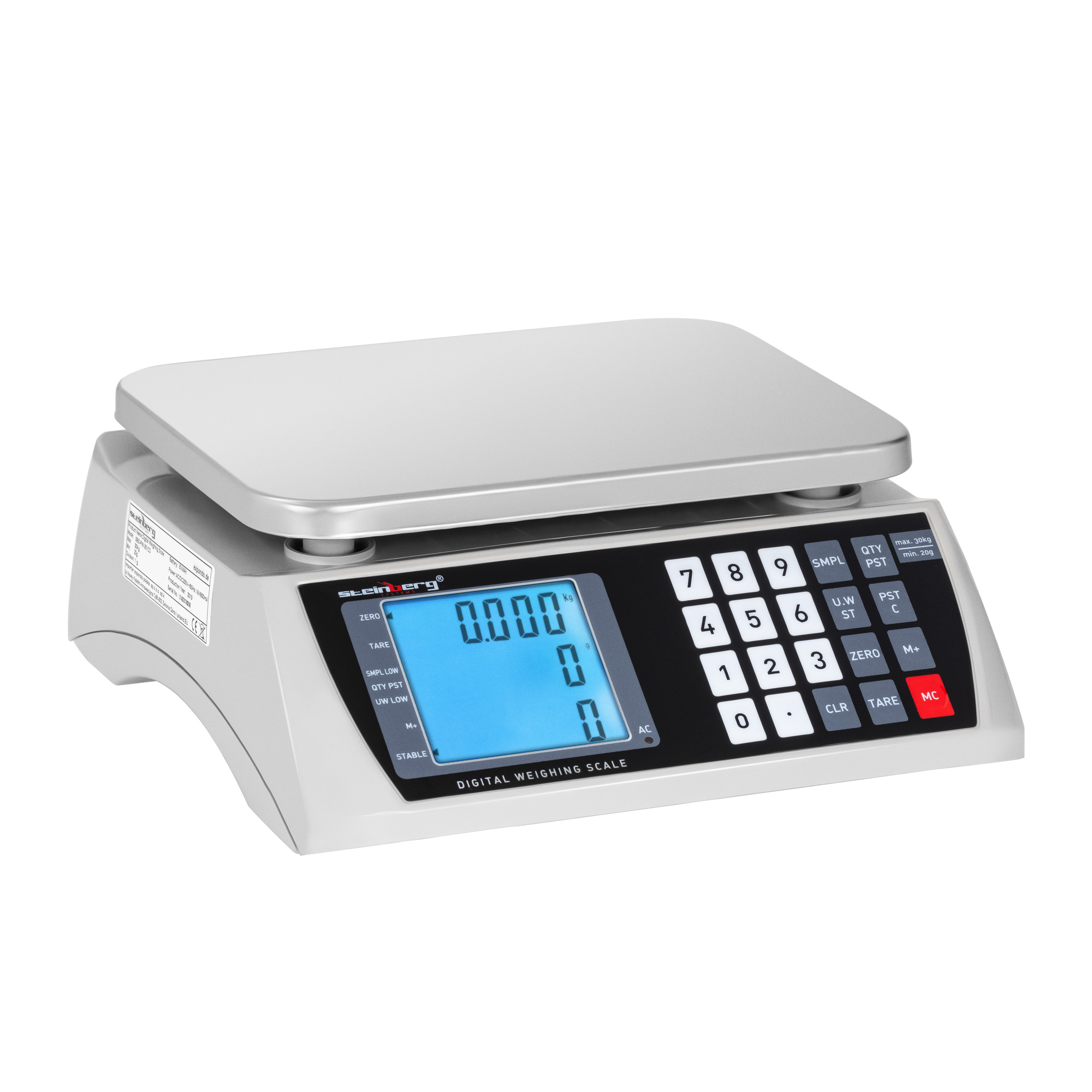 Cântar de numărare 30 kg / 1 g 22,3 x 17,4 cm baterie 72 h LCD - Cântare de numărare Steinberg Systems