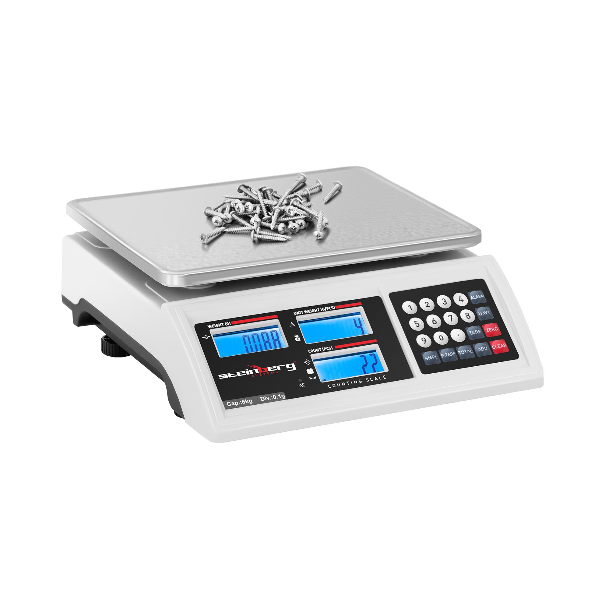 Photos - Shop Scales Steinberg Counting Scale - 6 kg / 0.1 g - 22.8 x 28 cm - battery 80 h - 3 LCD 