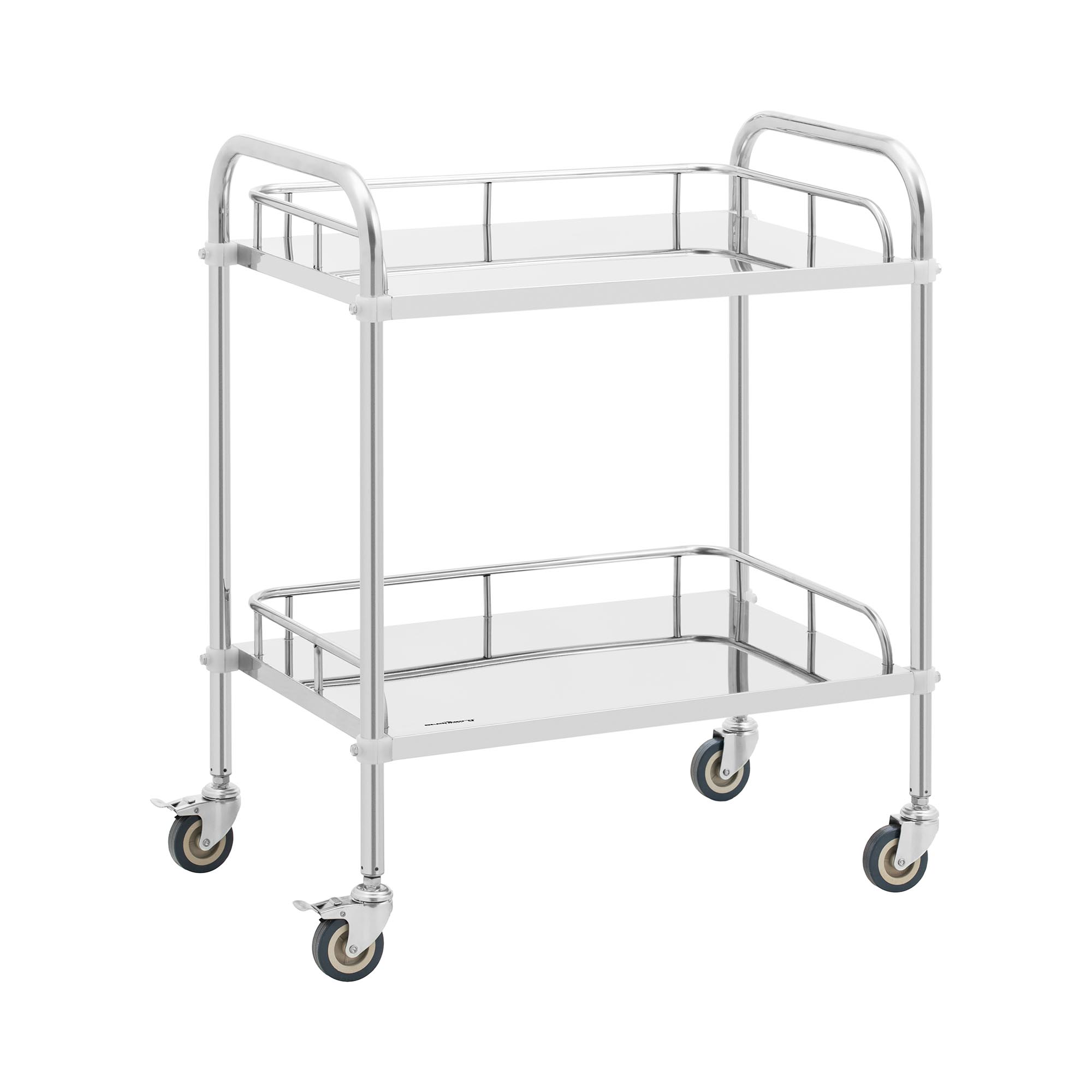 Laboratoriumwagen - roestvrij staal - 2 legborden elk 60 x 40 x 2,5 cm - 20 kg