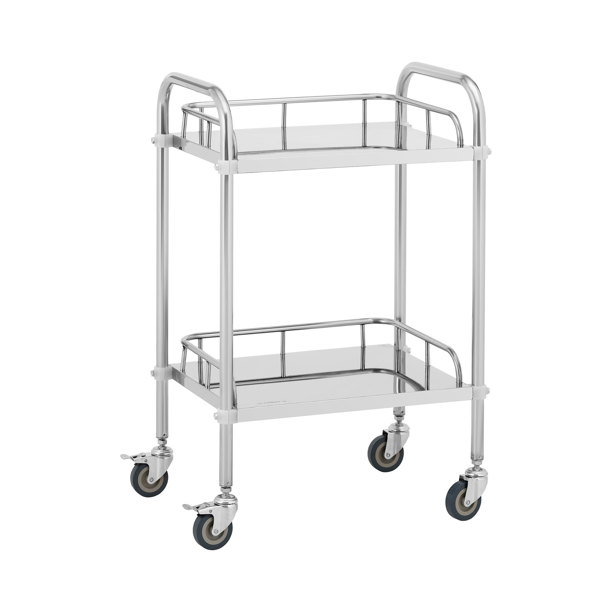 Laboratoriumwagen - roestvrij staal - 2 legborden elk 45 x 36 x 2,5 cm - 20 kg