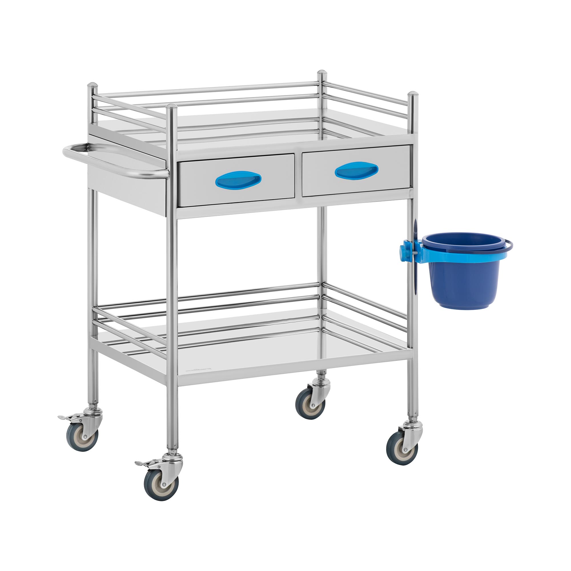 Laboratoriumwagen - RVS - 2 planken elk 58 x 41 x 15 cm - 2 lades - 40 kg
