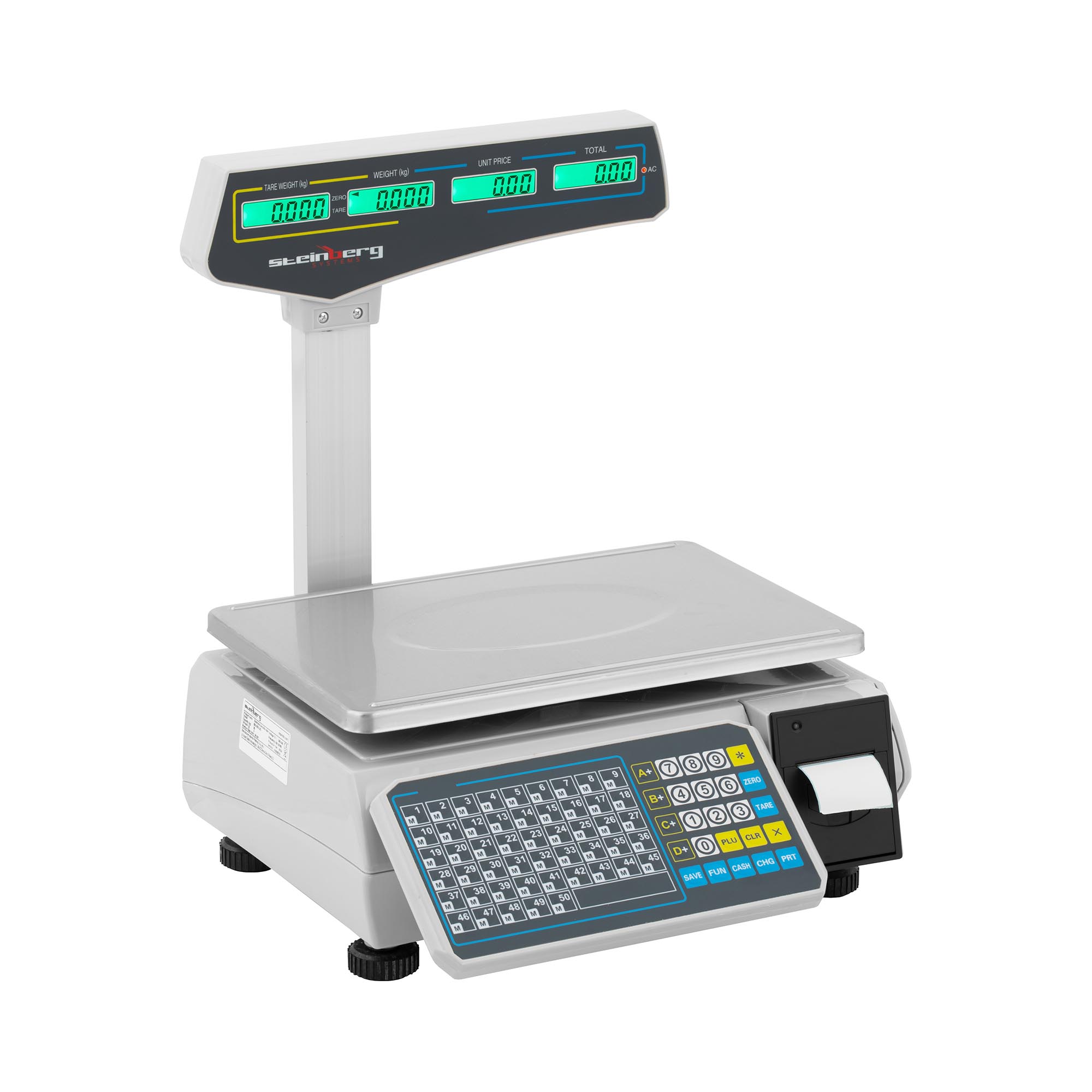 Controle weegschaal - 30 kg / 15 g - 38 x 26,5 cm - met labelprinter - LCD