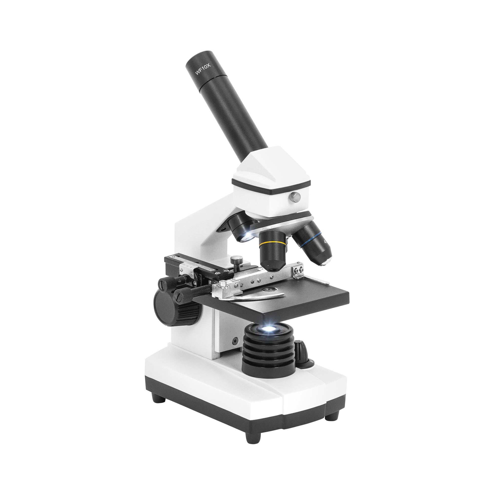 Microscoop - 40 tot 400x - monoculair - LED doorvallend en gereflecteerd licht - verstelbare klem