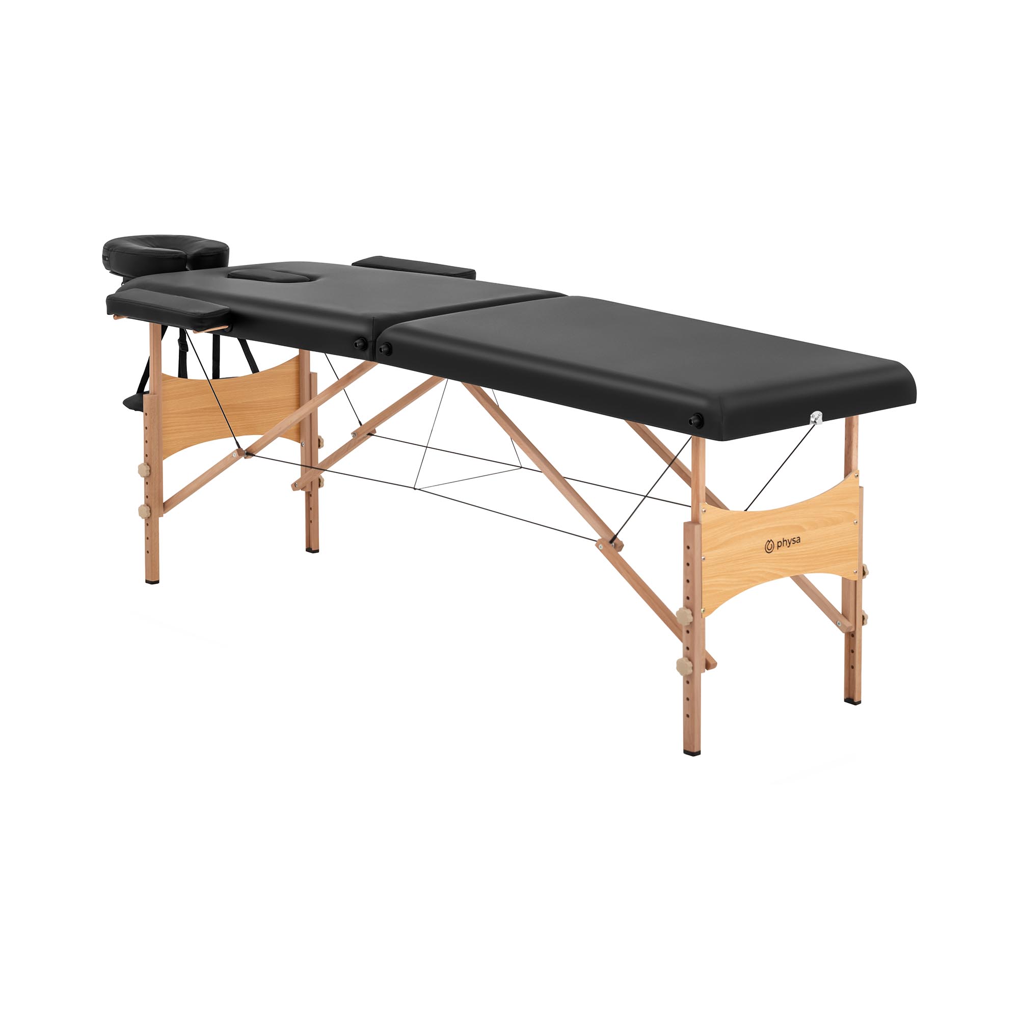 Łóżko do masażu składane - 2 strefy - 185 x 60 x 62 - 86 cm - 220 kg - czarne