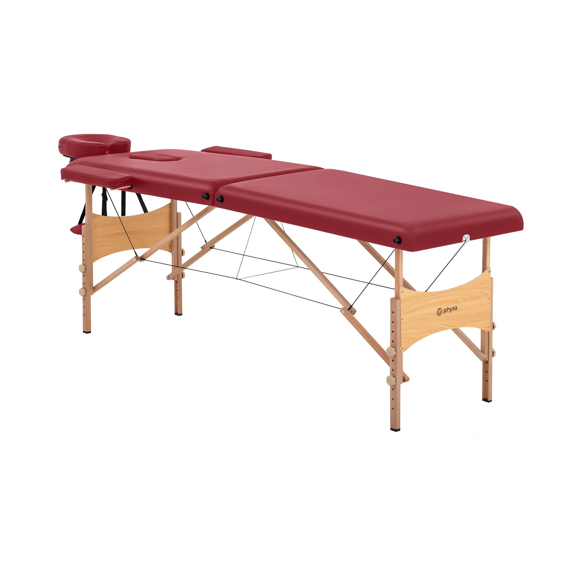 Łóżko do masażu składane - 2 strefy - 185 x 60 x 62 - 86 cm - 220 kg - czerwone