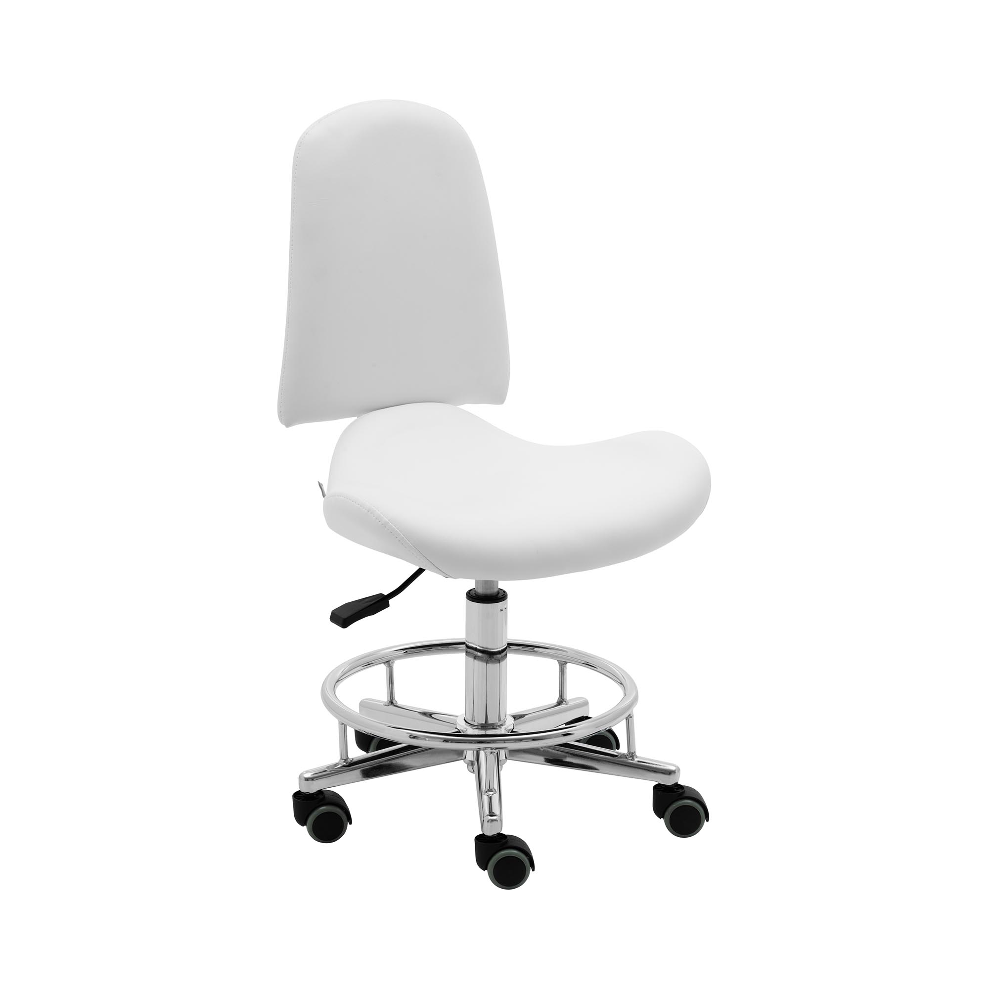 Rolkruk met rugleuning - 44 - 58 cm - 150 kg - wit