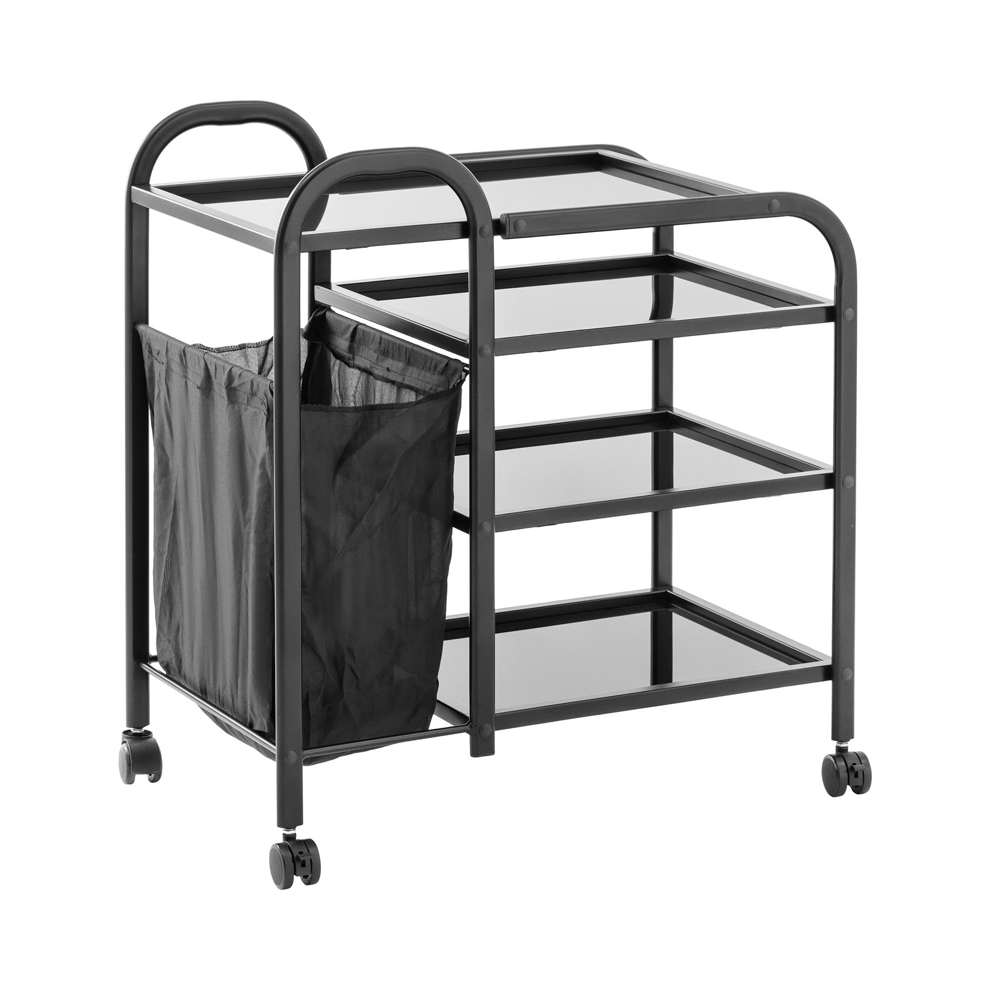 Cosmeticatrolley met waszak 5 L - 4 Glazen liggers - Zwart