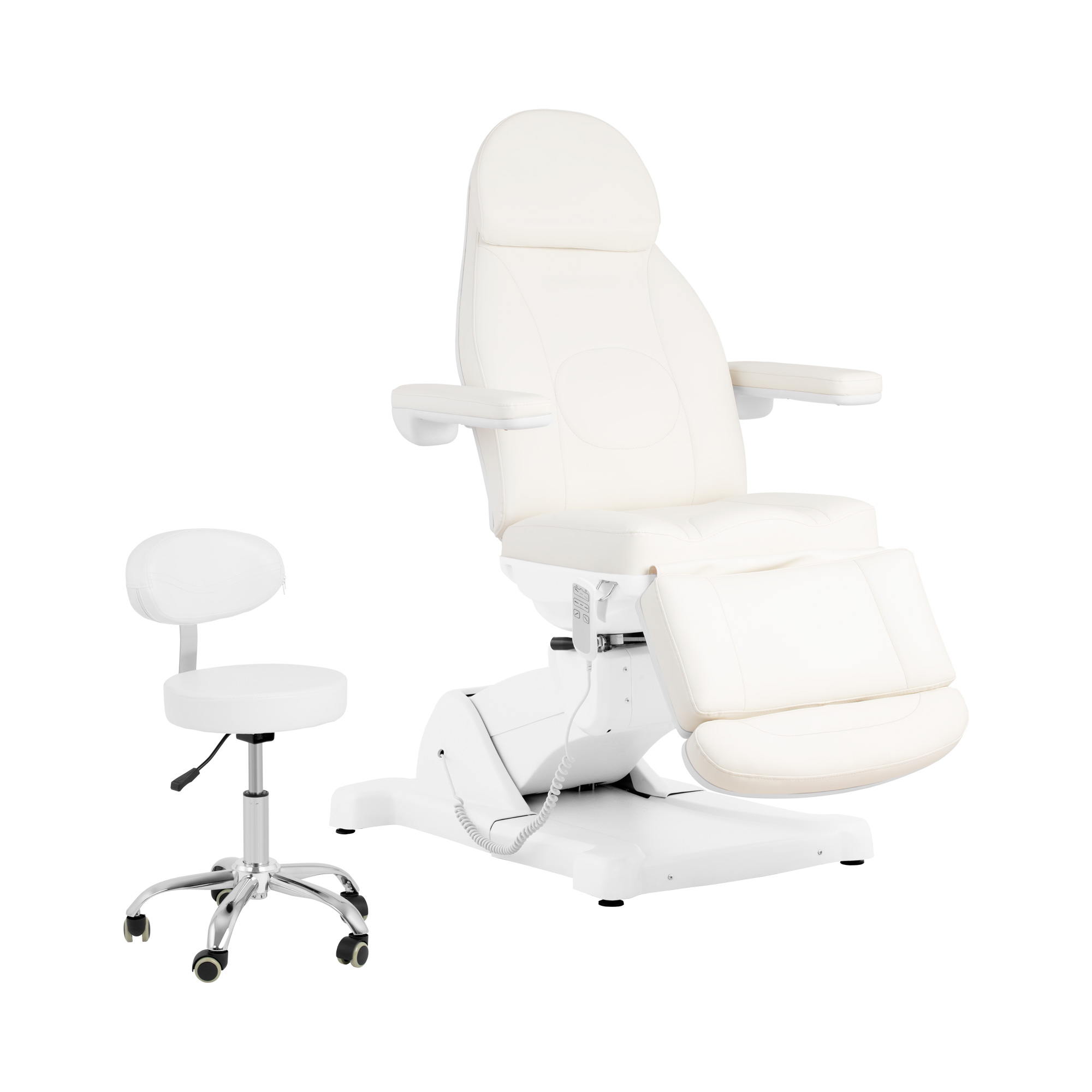 Elektrische cosmetische behandelstoel met rolkruk - 300 W - 150 kg per stuk - wit