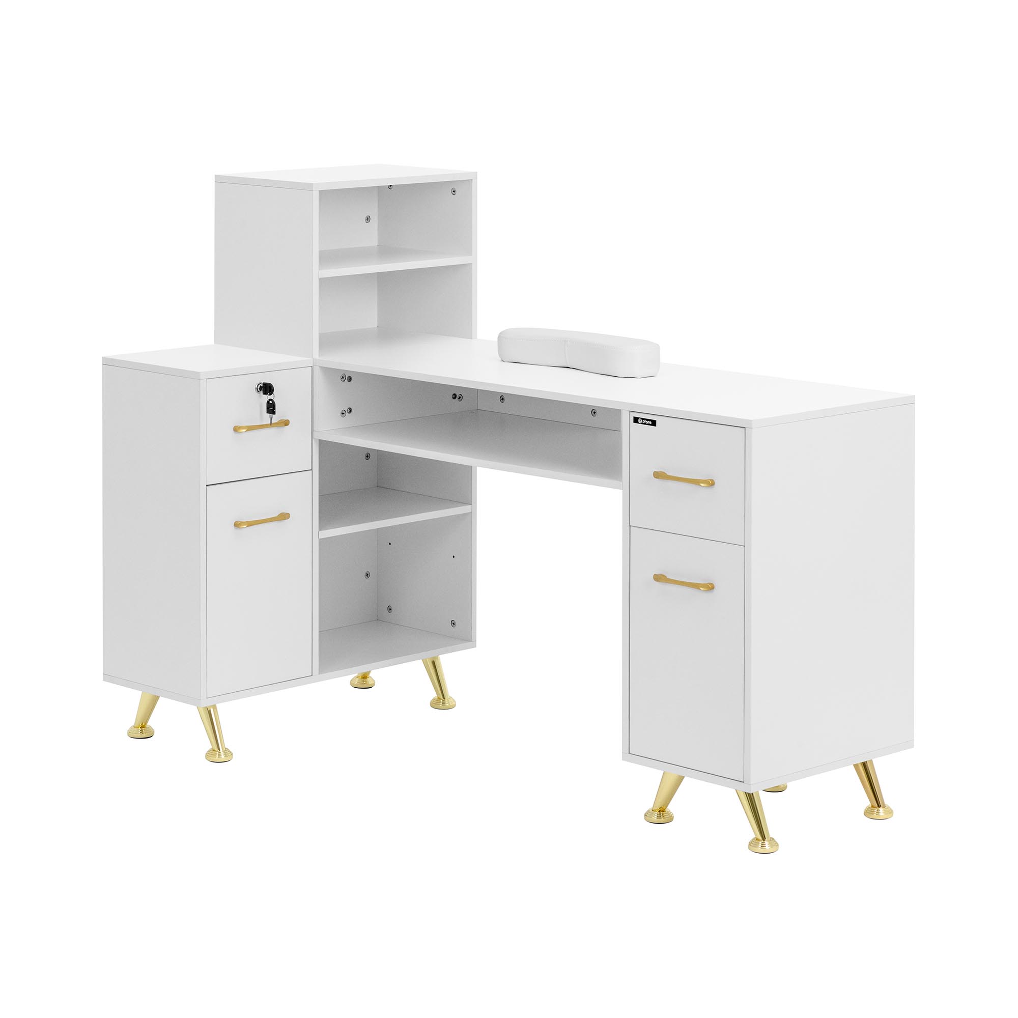 Nageltafel - afsluitbaar - wit/goud - 2 lades