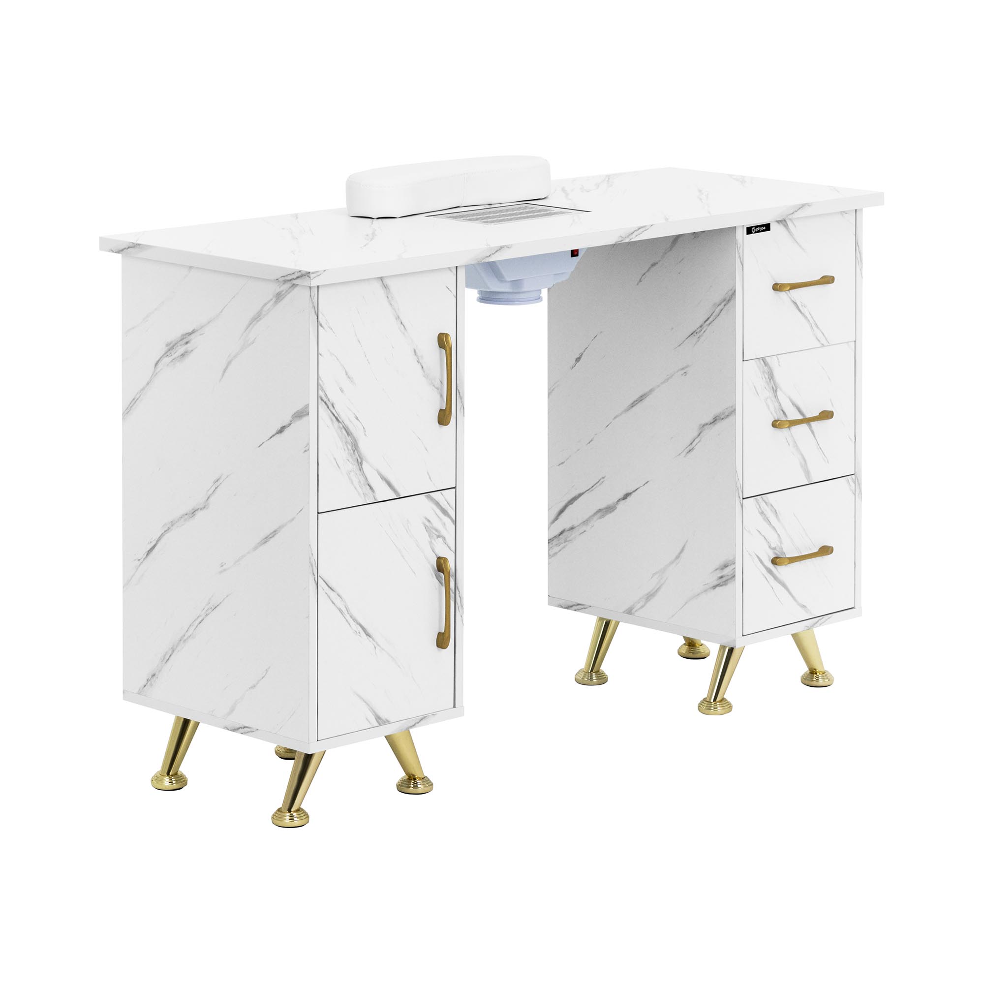 Nageltafel - met zuignap - gemarmerd/goudkleurig - 3 lades