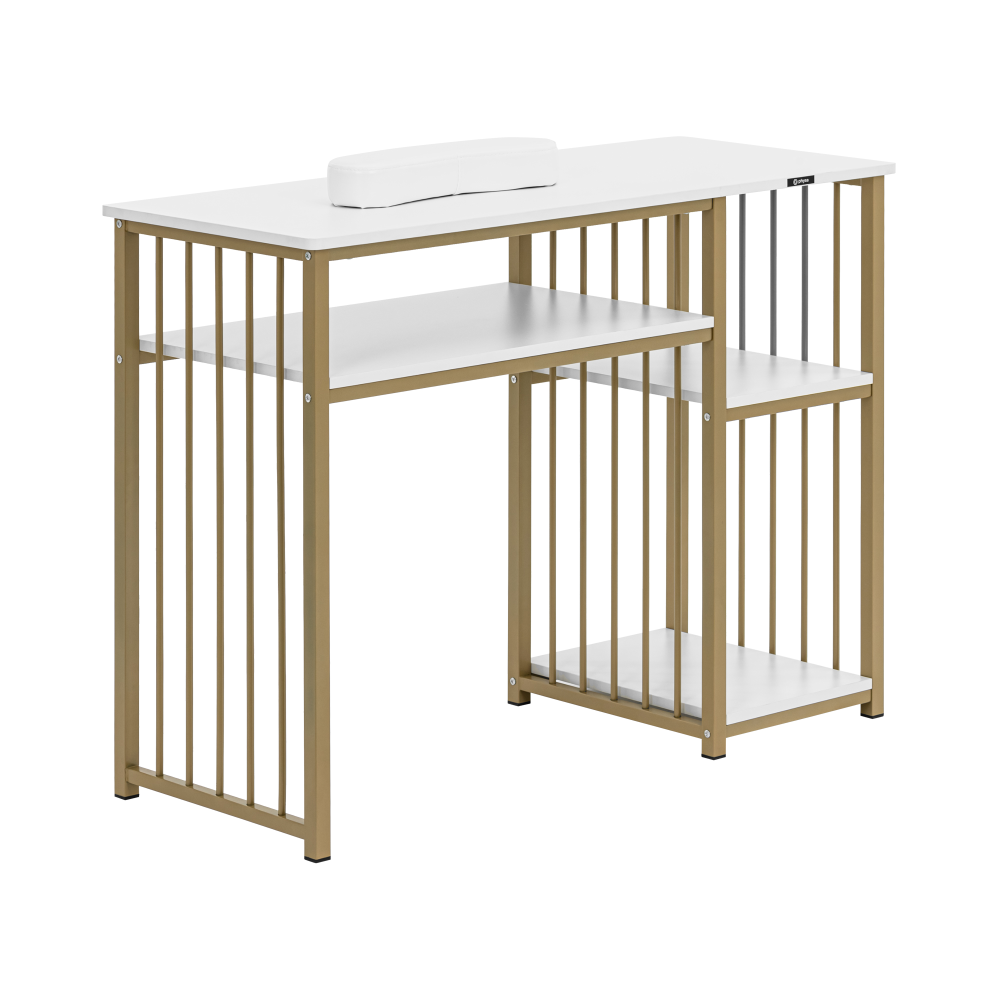 Nageltafel - ijzeren frame - wit/goud - 3 planken - handsteun