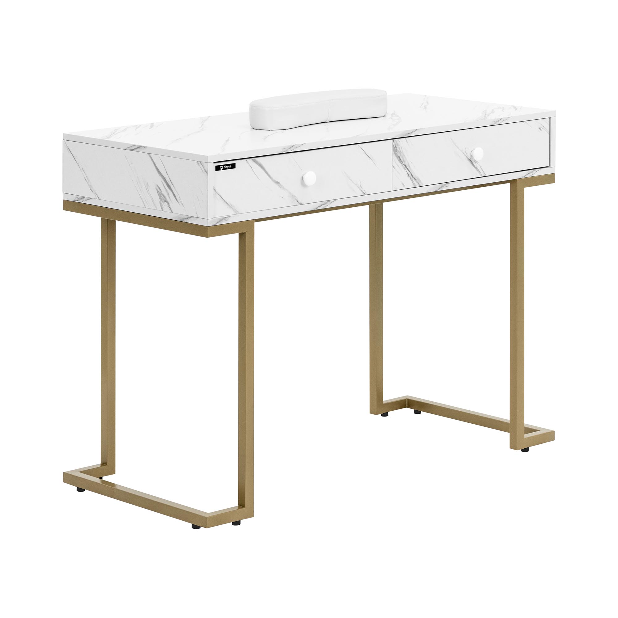 Nageltafel - IJzeren frame - Gemarmerd/Gouden - 2 lades - Handsteun