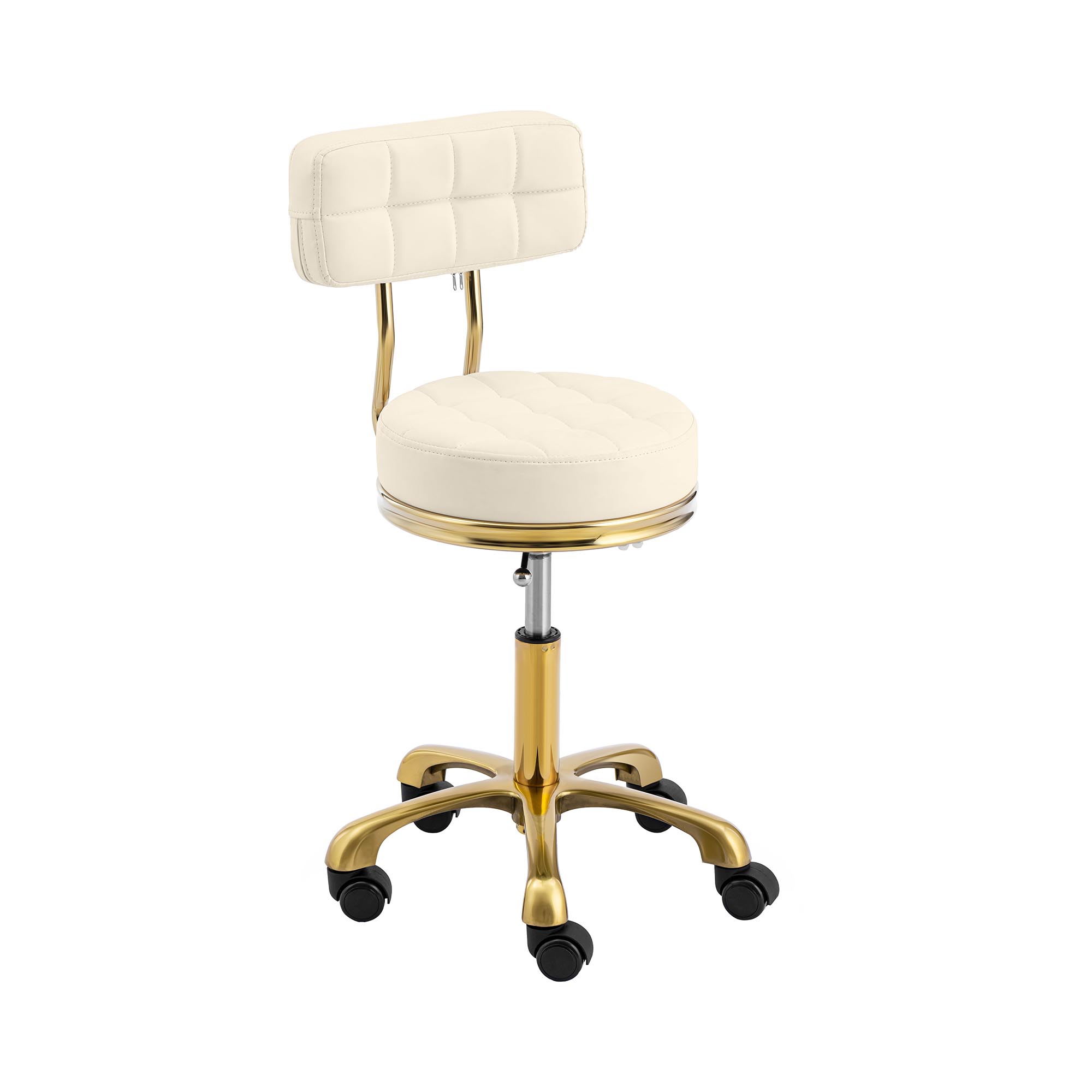 Rolkruk met rugleuning - 51 - 66 cm - 150 kg - beige/goud