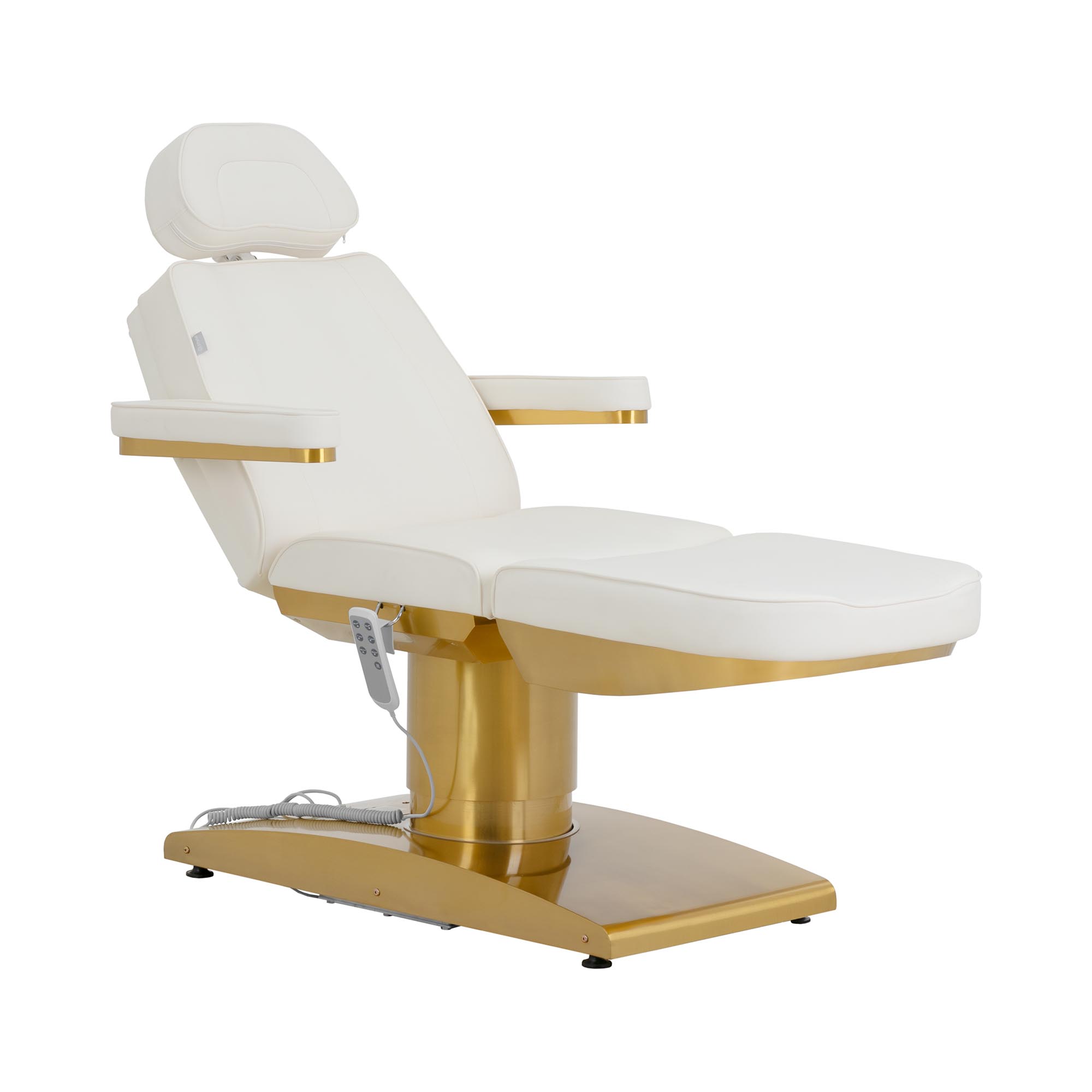 Behandelstoel elektrisch - 200 kg - wit/goud - verwarmbaar - 120Β° draaibaar