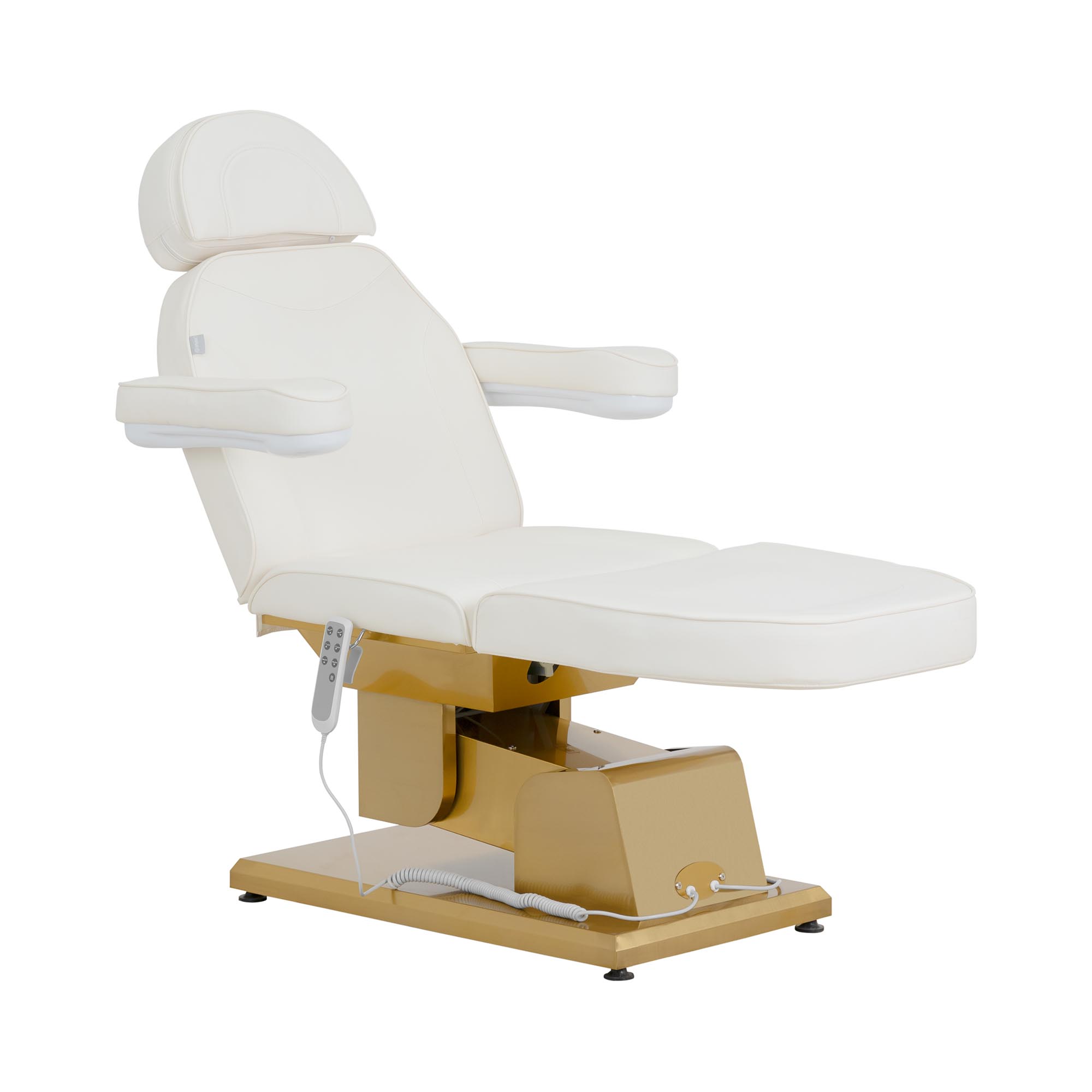 Elektrische behandelstoel - 200 kg - wit/goud - verwarmbaar - 3 motoren