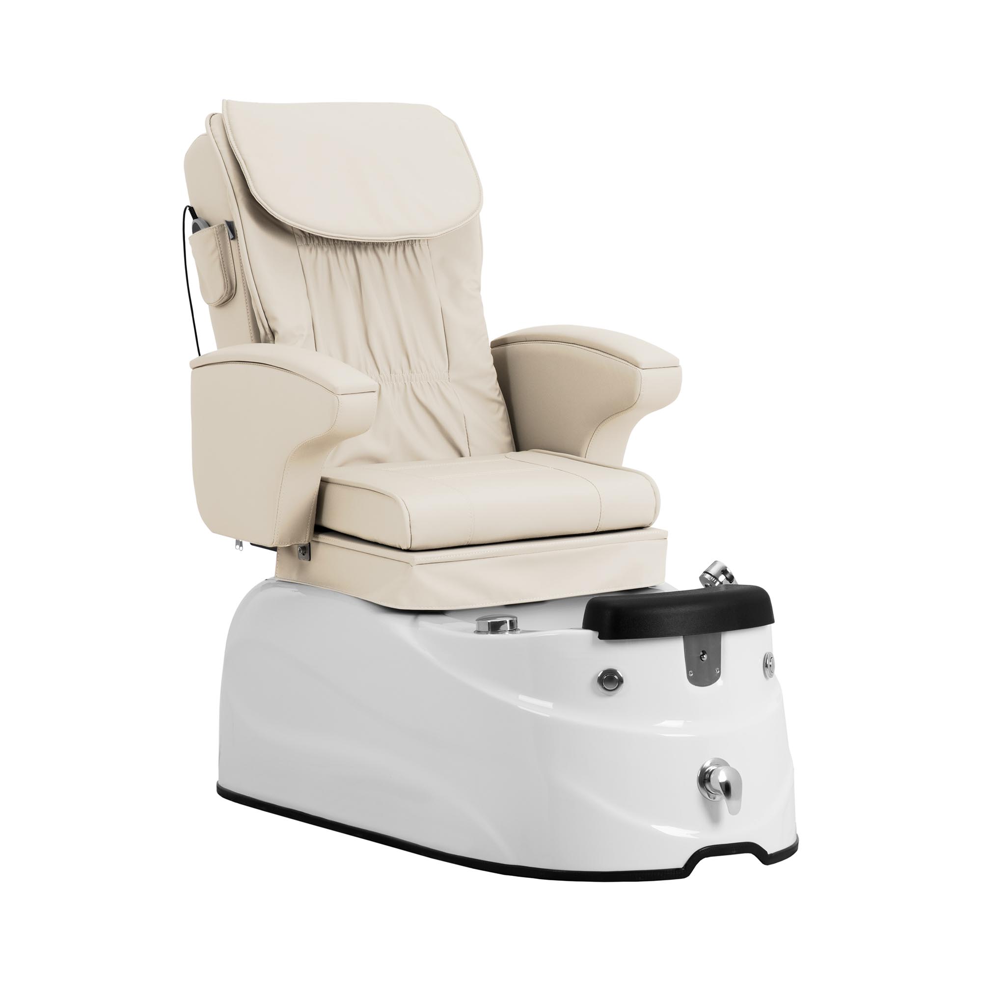 Elektrische pedicurestoel - met verlicht voetenbad en massagefuncties - 105 W - 150 kg - crème