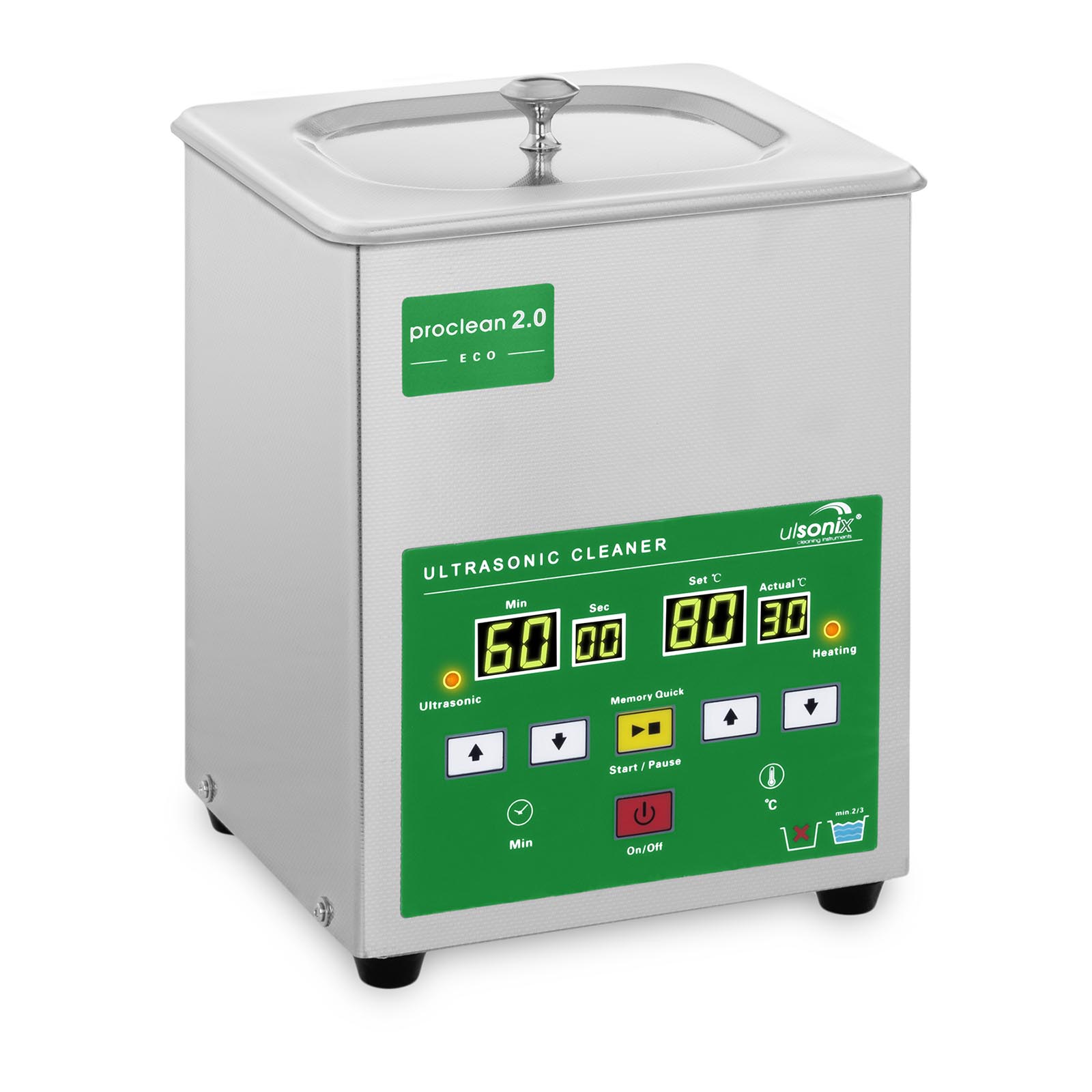 ulsonix Ultraschallreiniger - 2 Liter - 60 W - Memory Quick Eco PROCLEAN 2.0ECO