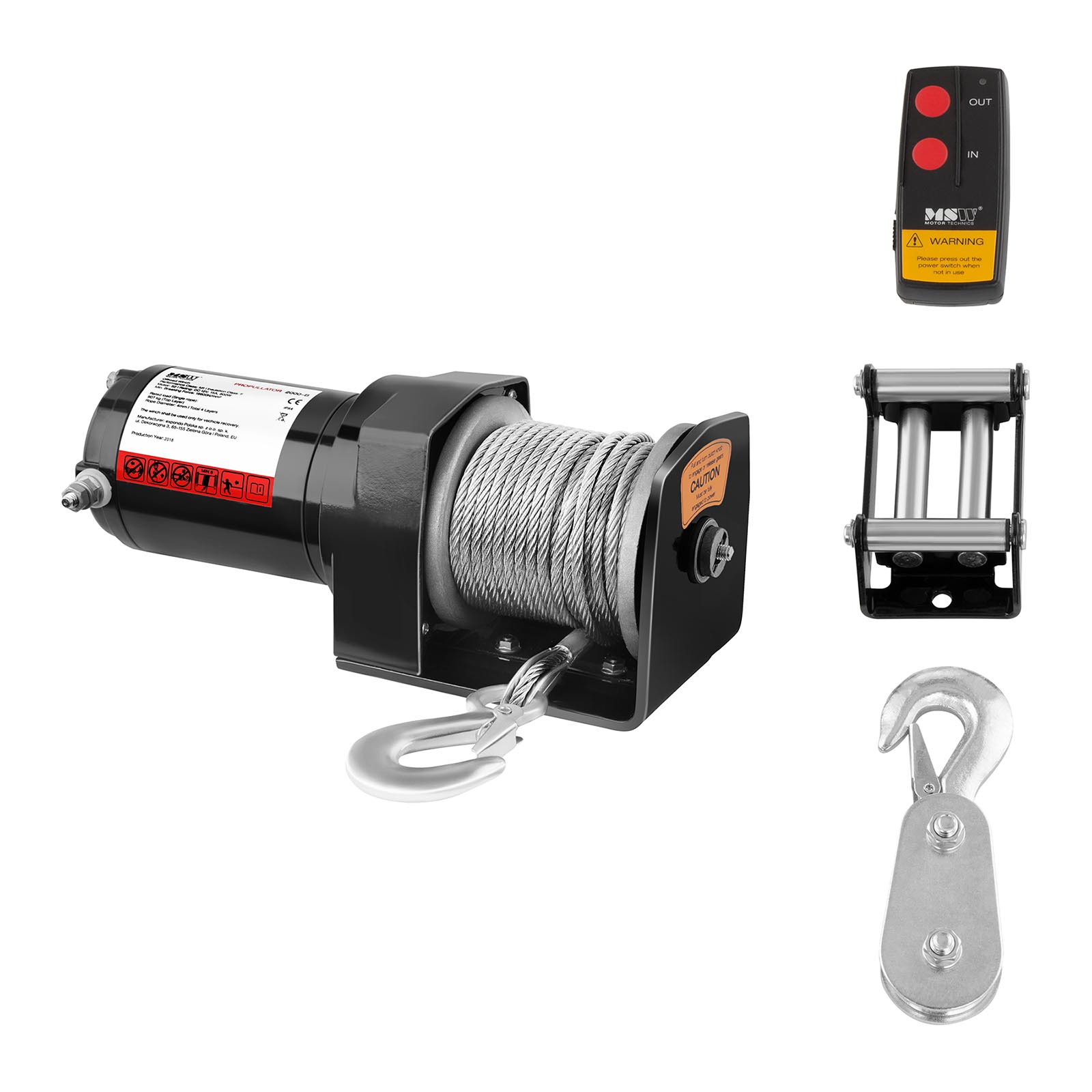 Offroad-kabellier - 907 kg - 2.000 lbs - incl. katrol